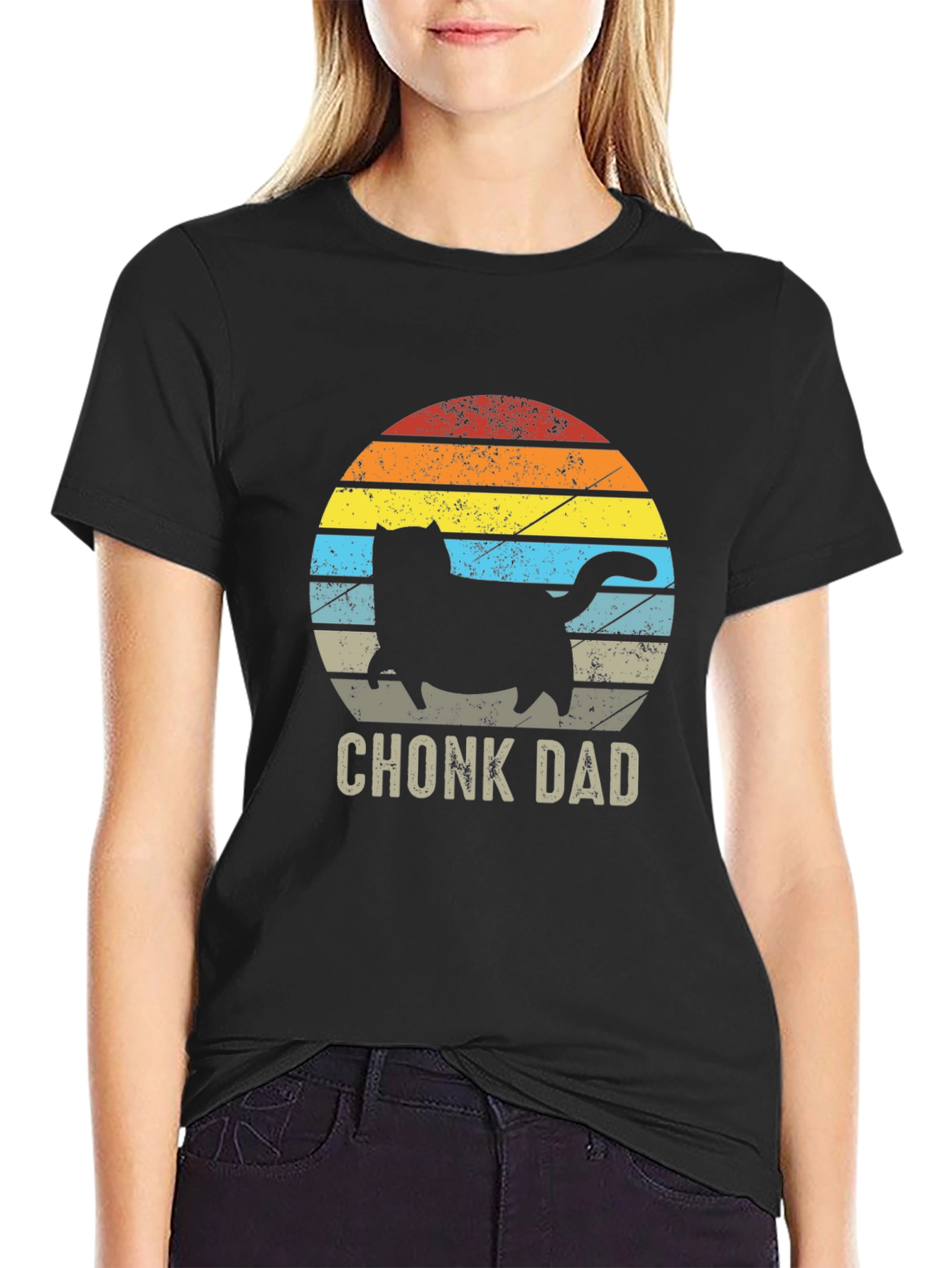 Chonk Dad Black T-Shirt - Cat Lover Apparel