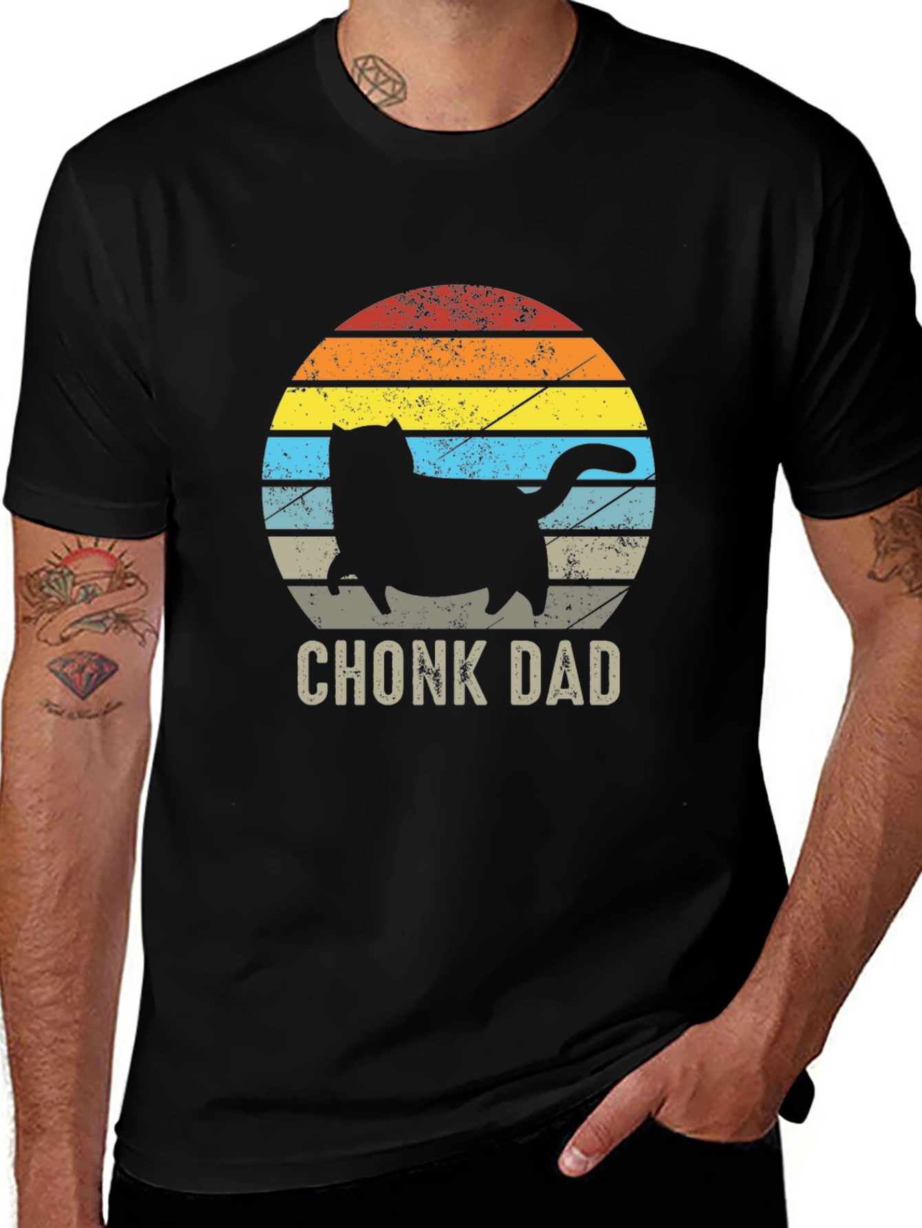 Chonk Dad Black T-Shirt - Cat Lover Apparel