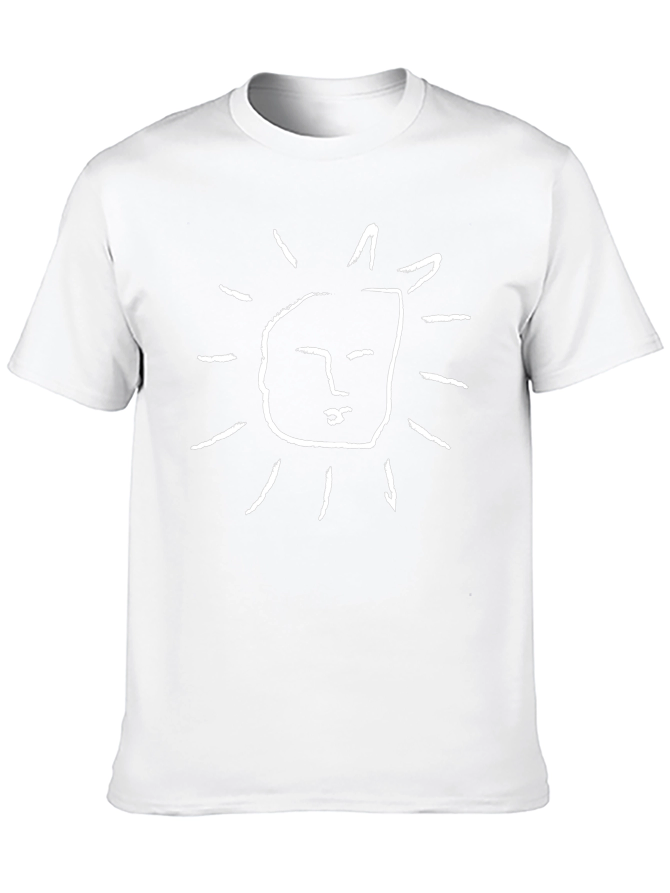 Abstract Sun Face Graphic Black T-Shirt
