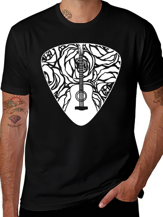 Guitar & Roses Graphic Black T-Shirt