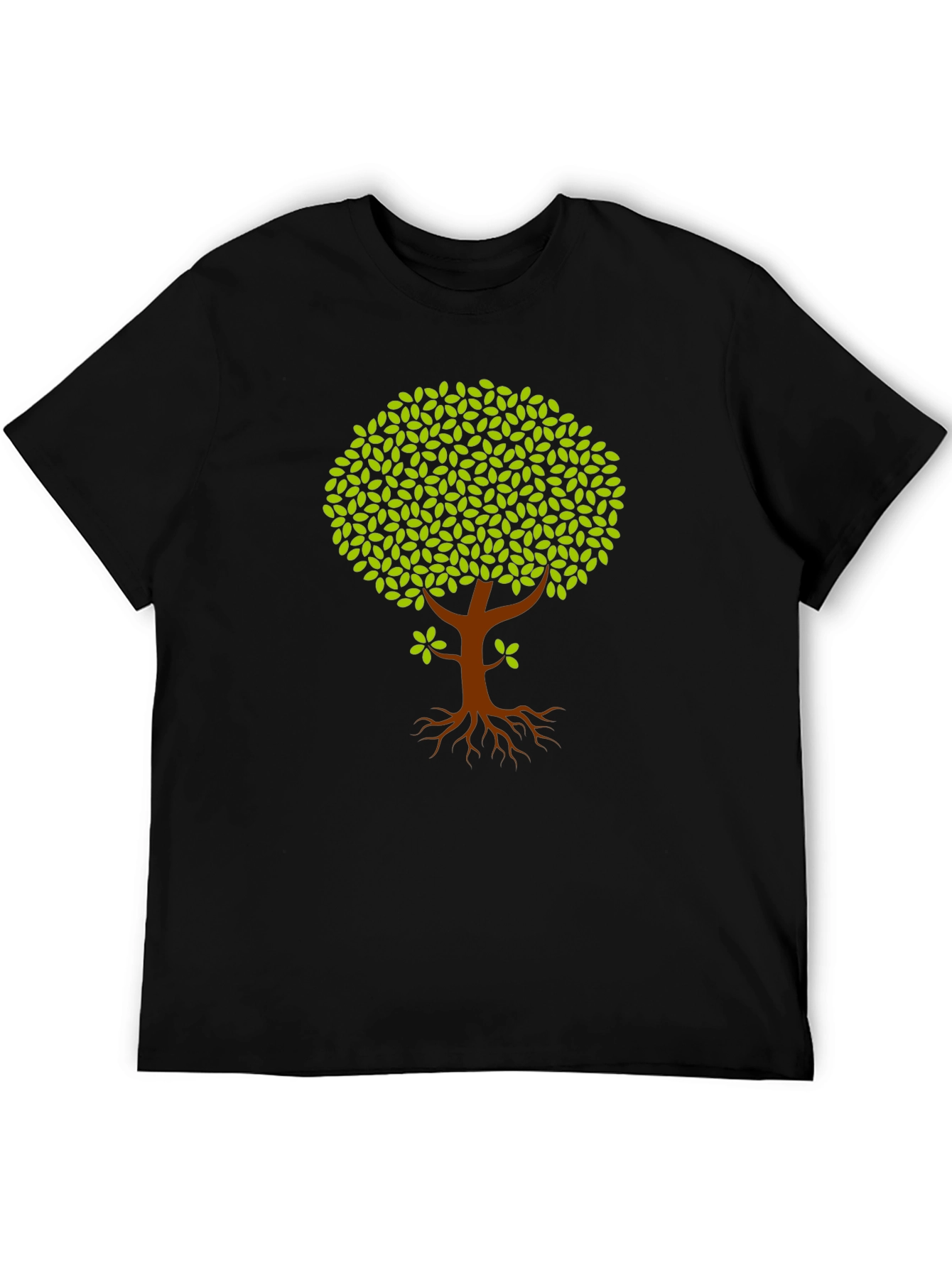 Nature Tree Graphic Tee - Black Cotton T-Shirt