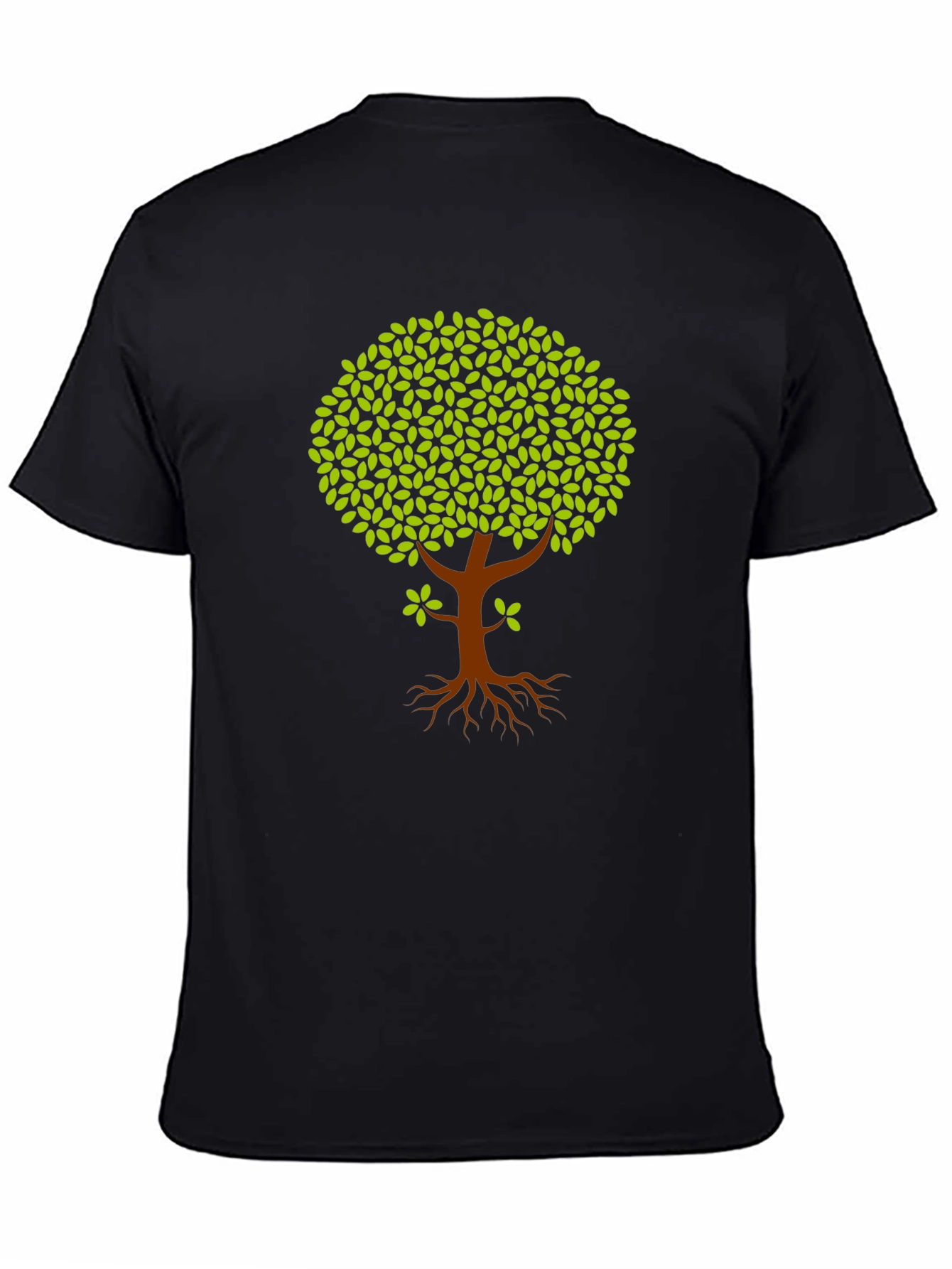 Nature Tree Graphic Tee - Black Cotton T-Shirt