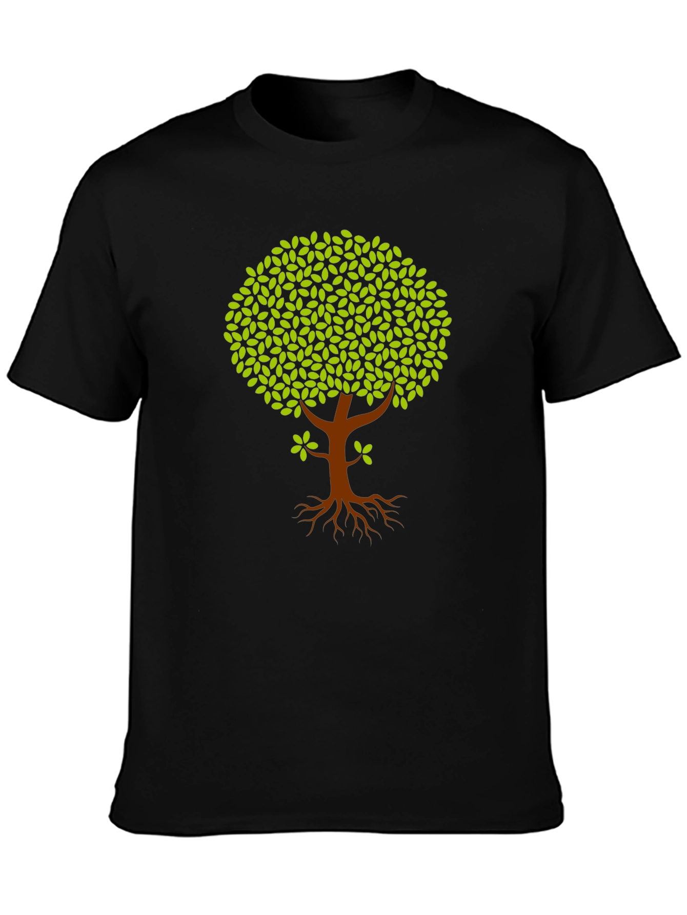 Nature Tree Graphic Tee - Black Cotton T-Shirt