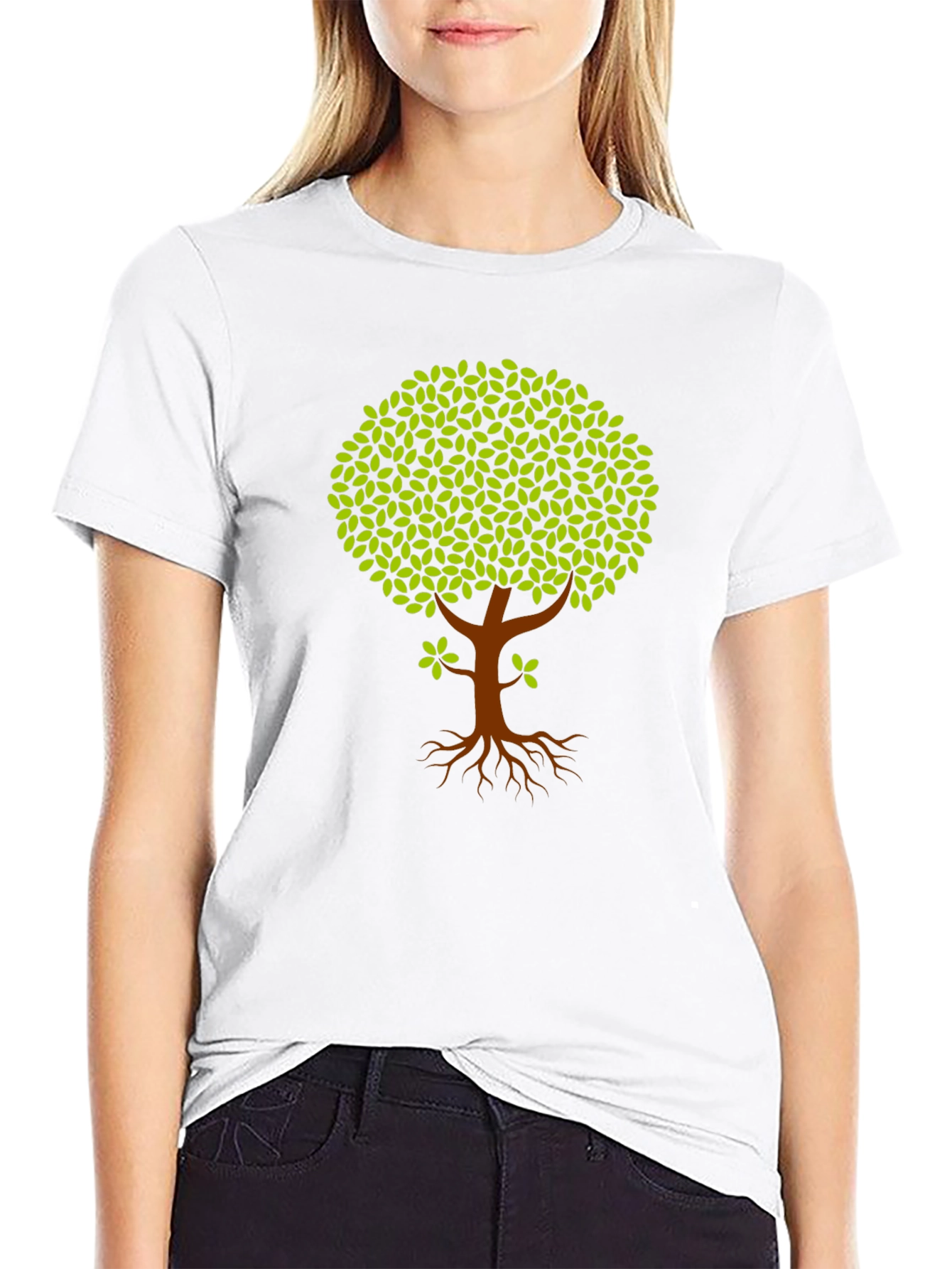 Nature Tree Graphic Tee - Black Cotton T-Shirt