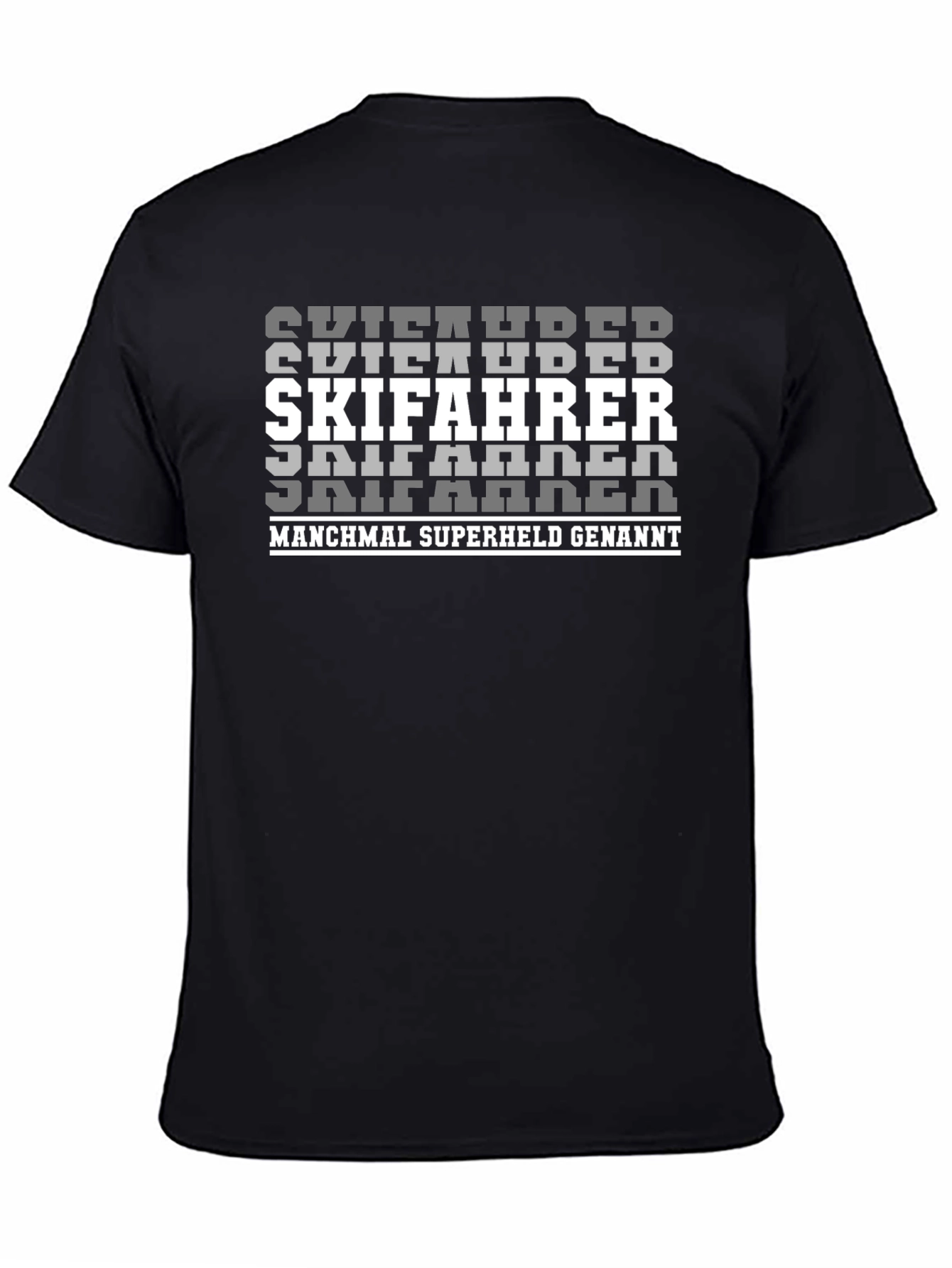 Skifahrer Superhero T-Shirt - Black Graphic Tee