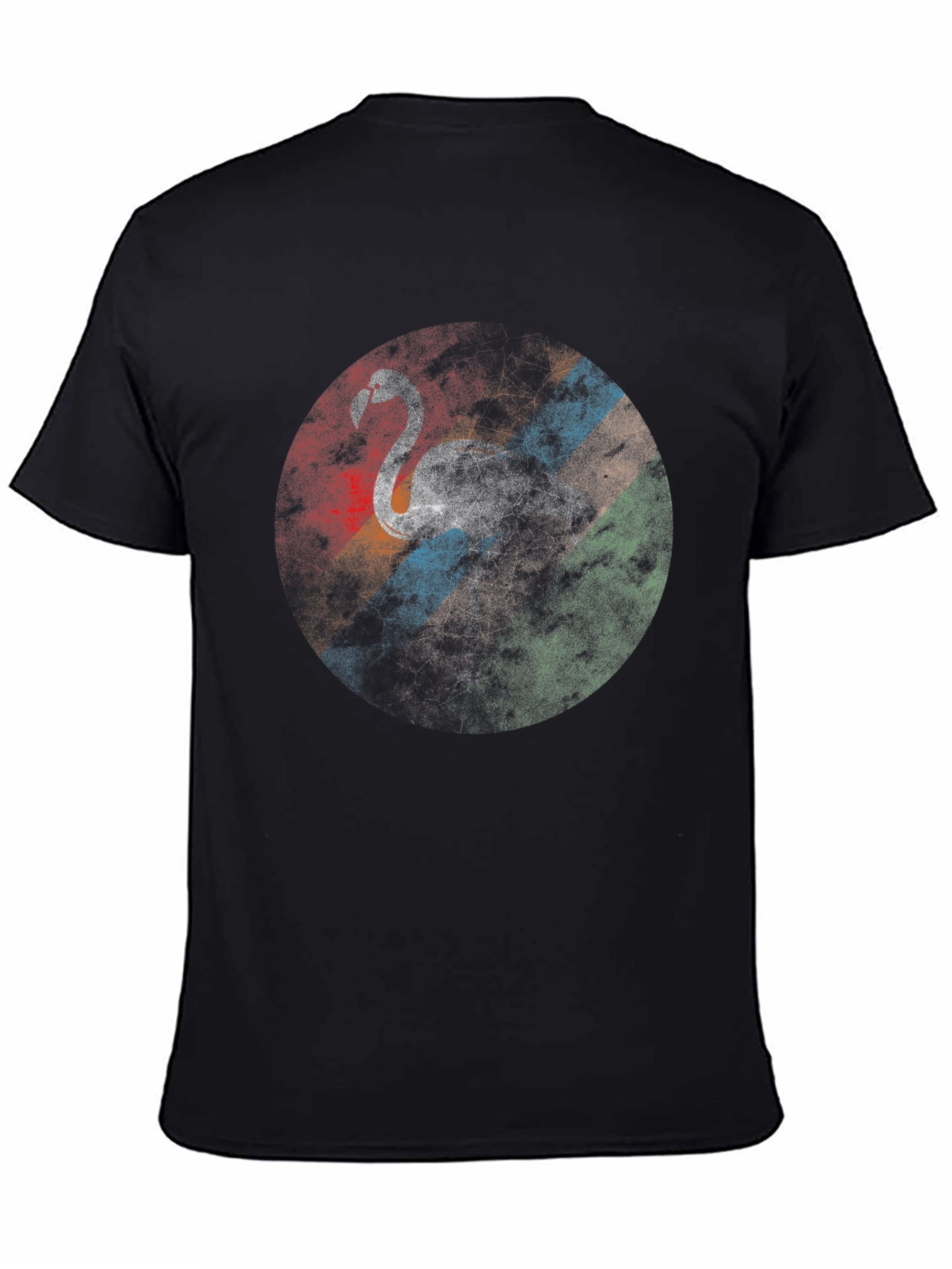 Retro Flamingo Graphic Tee - Casual Black T-Shirt