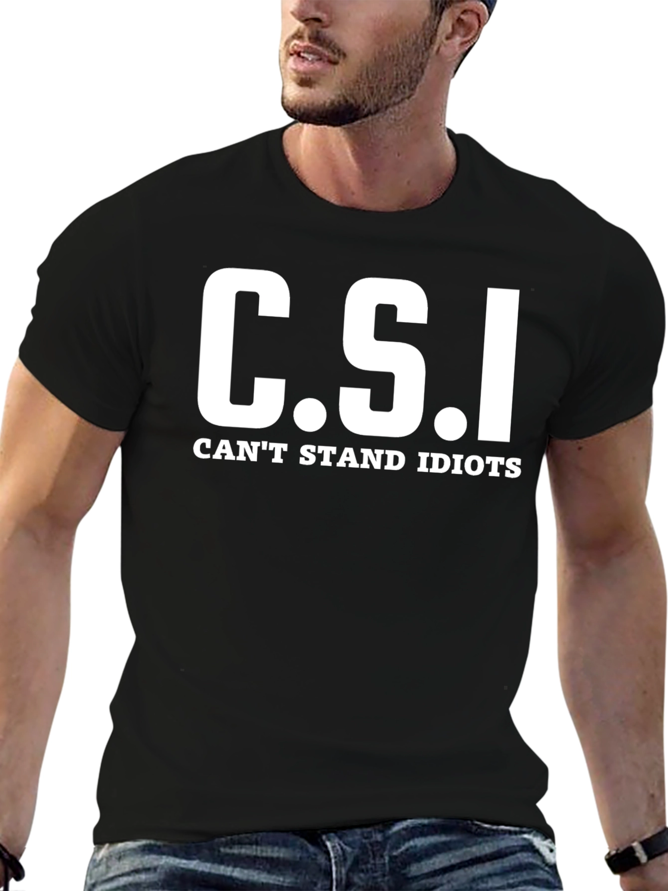 C.S.I. Cant Stand Idiots Black T-Shirt