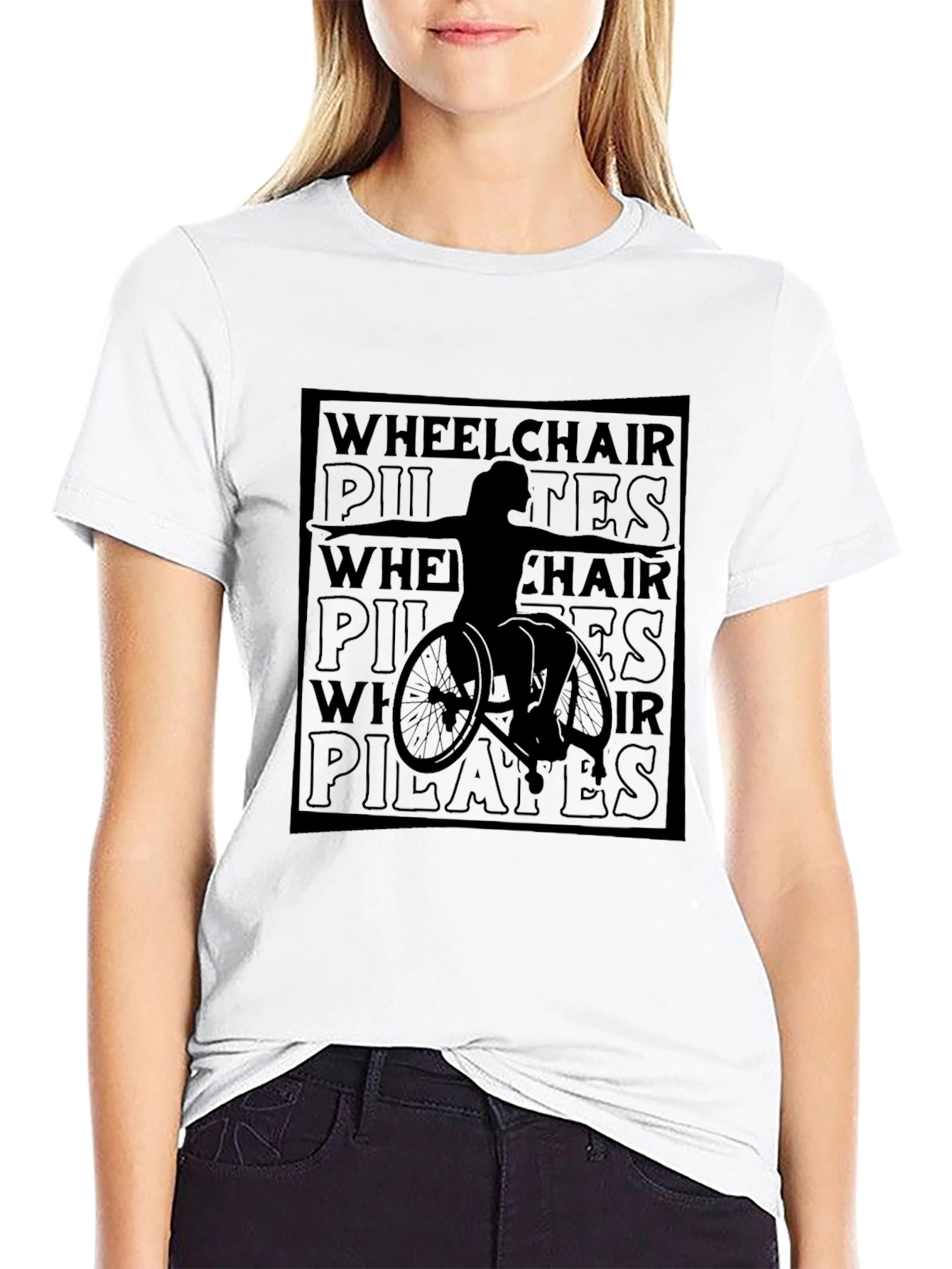Wheelchair Pilates Black T-Shirt