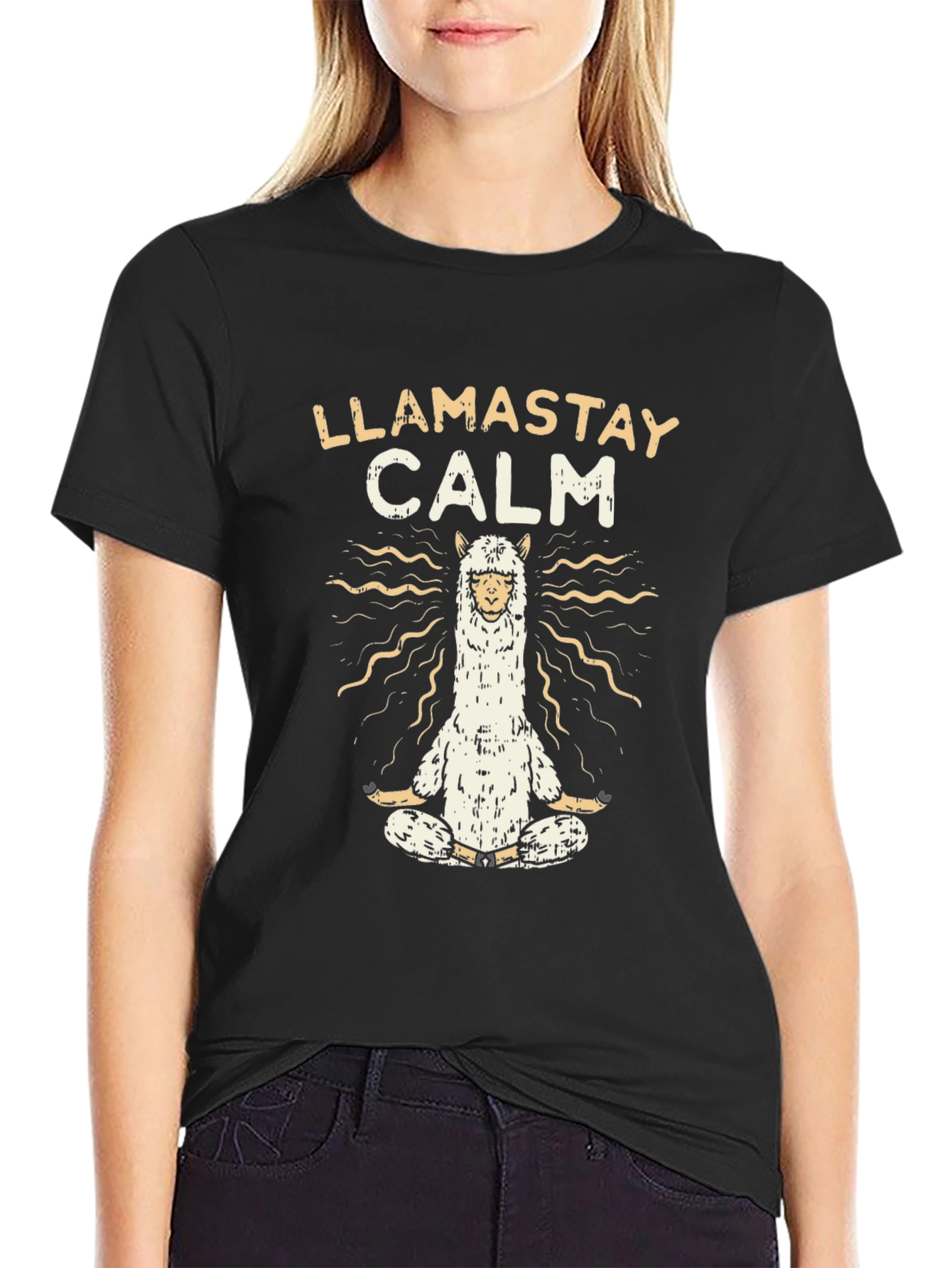Llamastay Calm Graphic T-Shirt - Yoga Llama