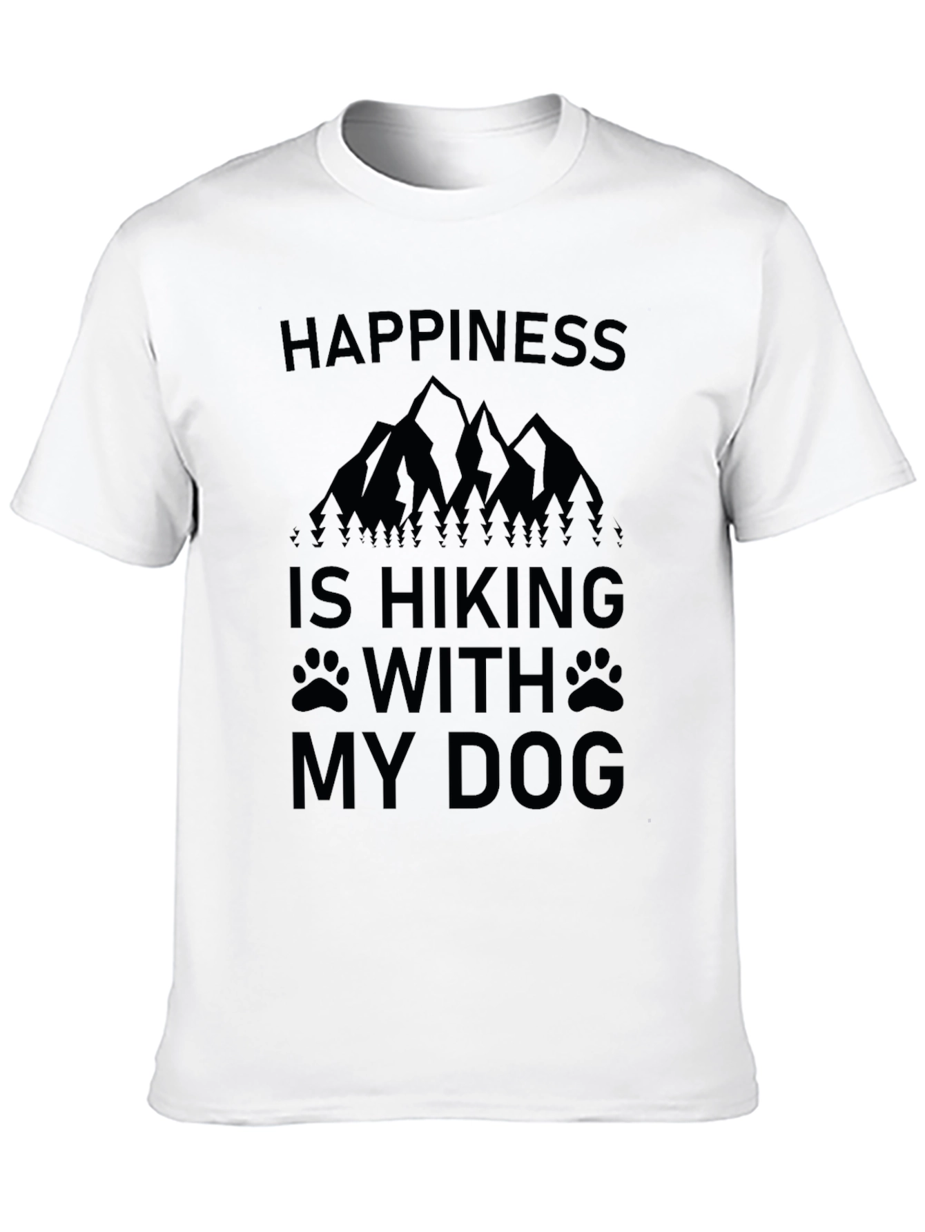 Happiness is Hiking With My Dog Black T-Shirt