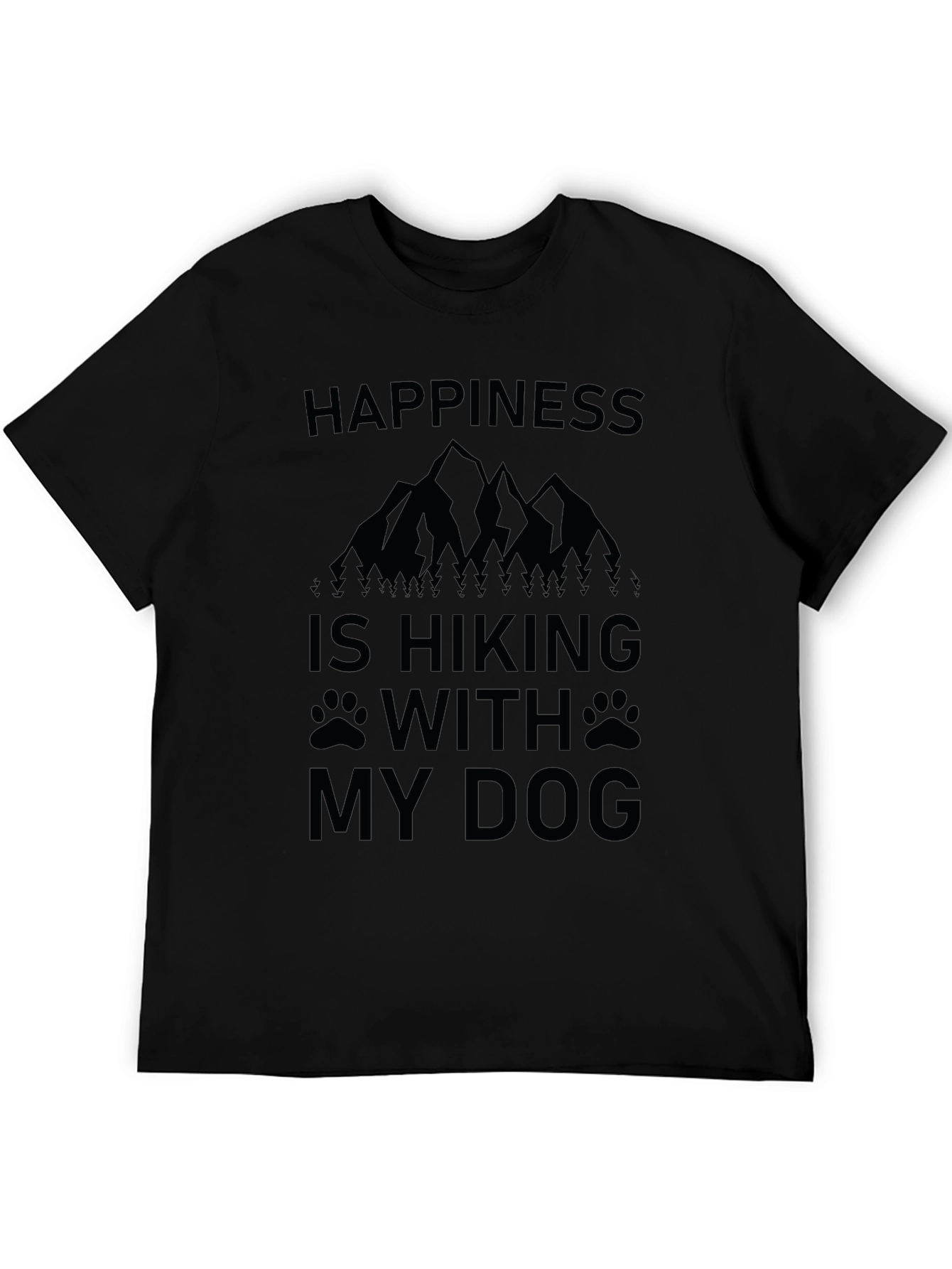 Happiness is Hiking With My Dog Black T-Shirt