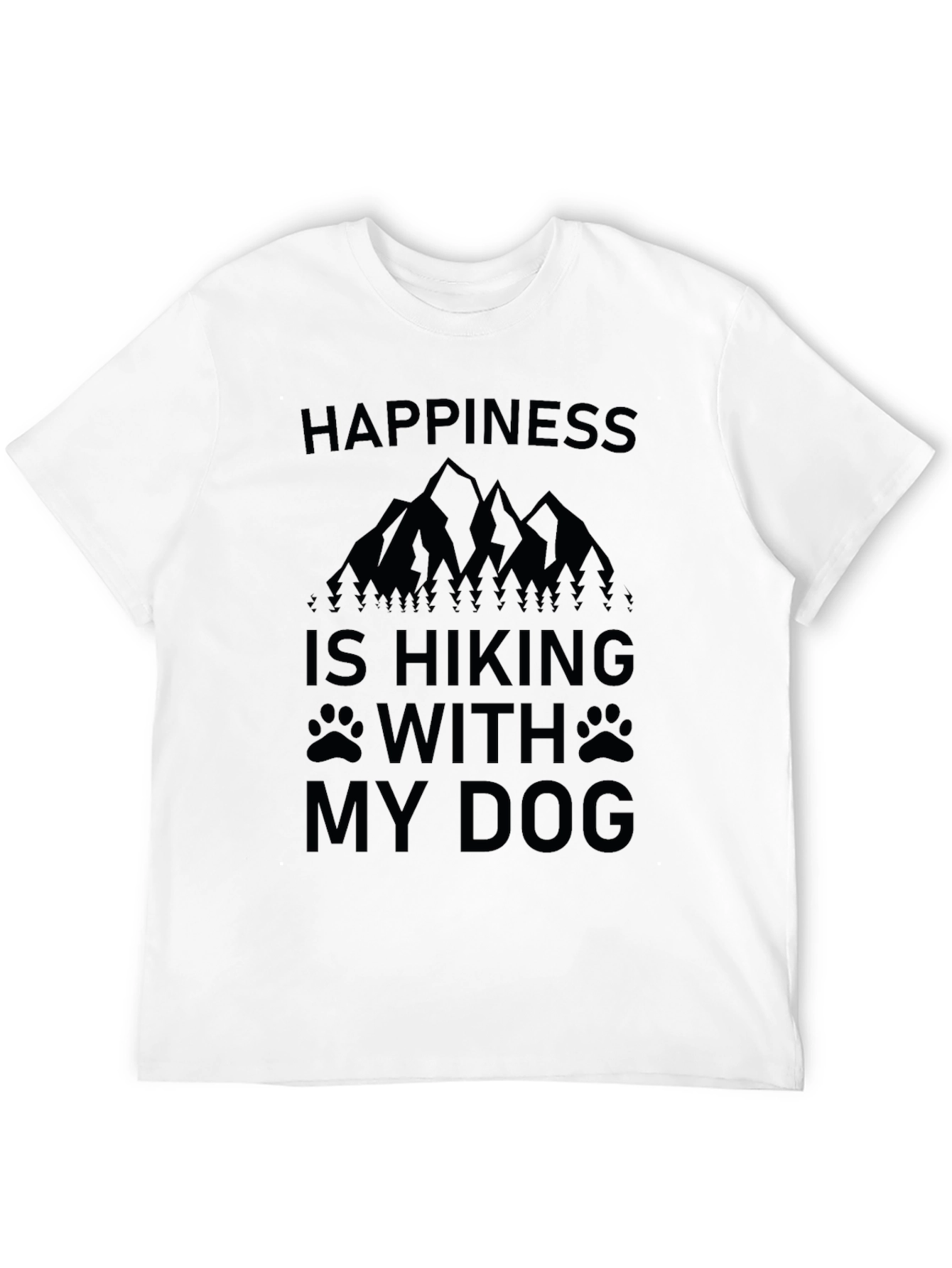 Happiness is Hiking With My Dog Black T-Shirt