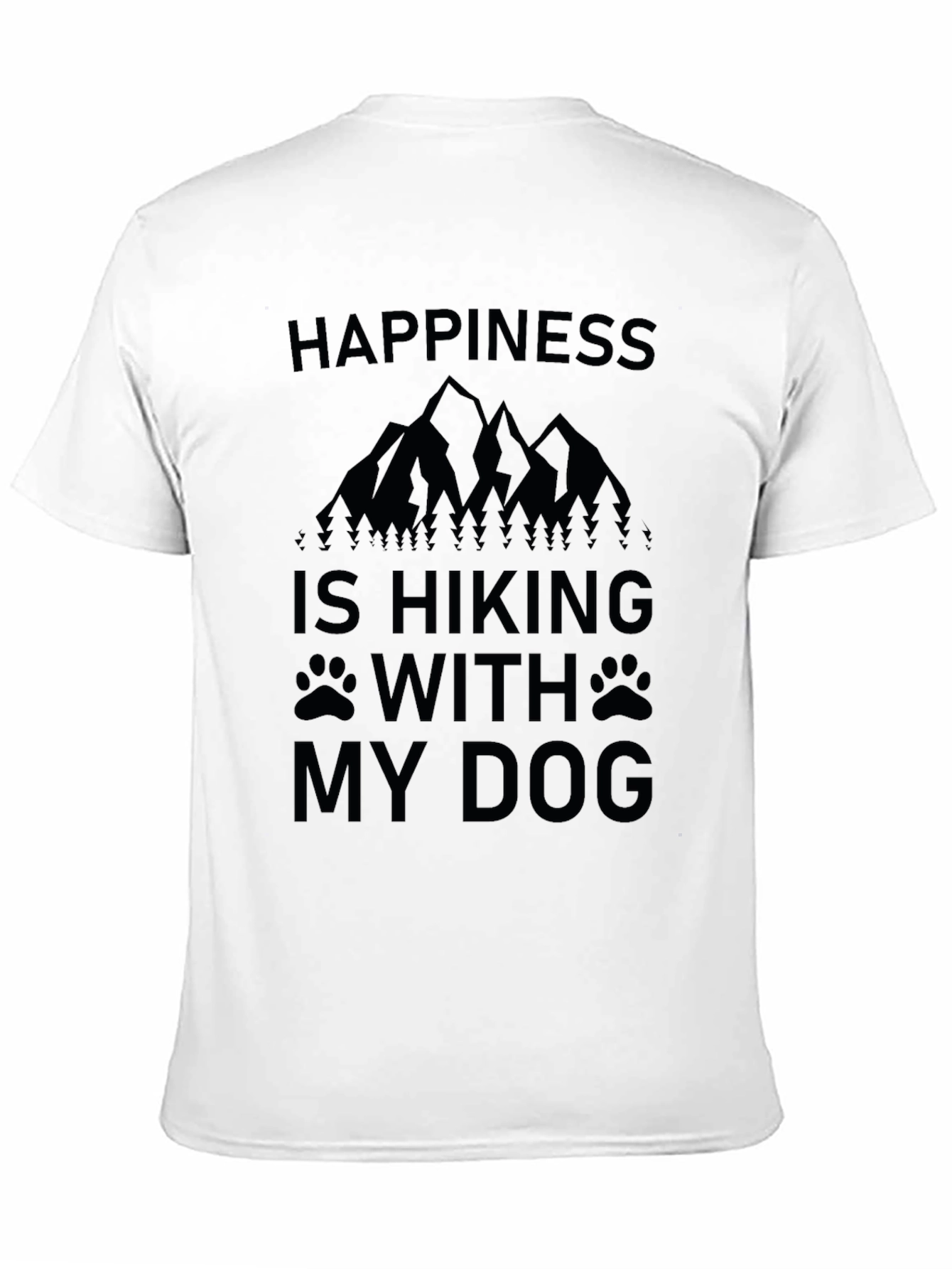 Happiness is Hiking With My Dog Black T-Shirt