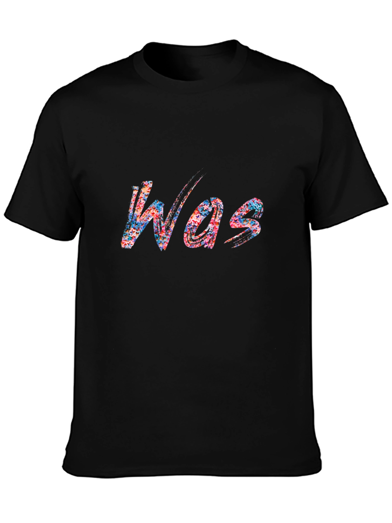 Abstract Was Print Black Crewneck T-Shirt