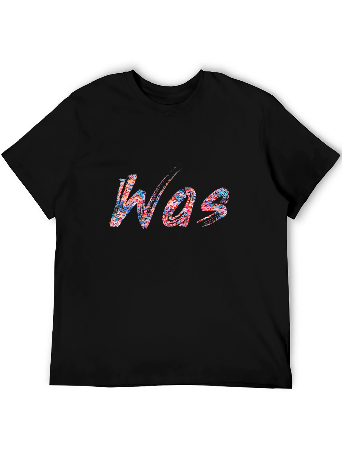 Abstract Was Print Black Crewneck T-Shirt