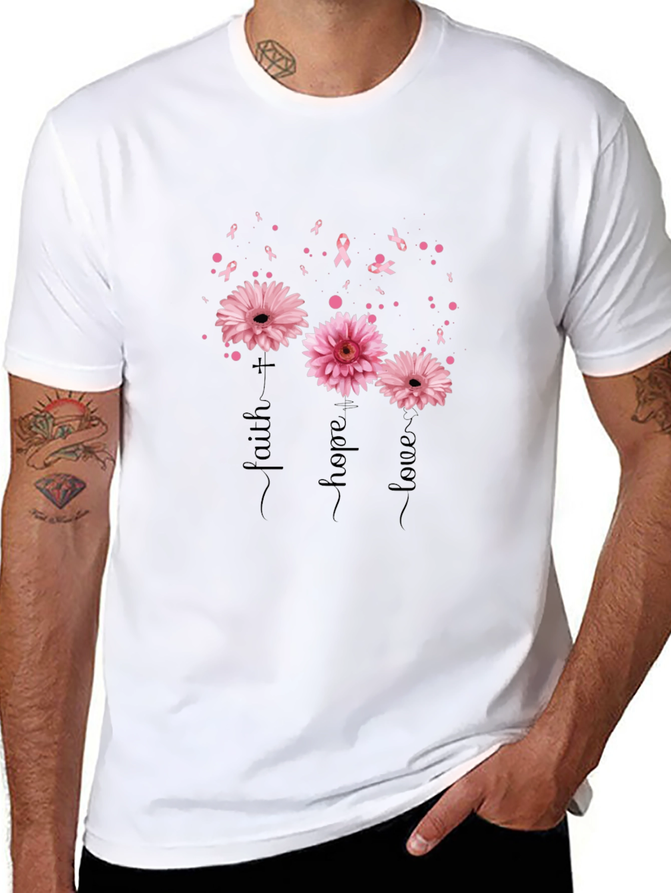 Faith Hope Love Breast Cancer Awareness T-Shirt