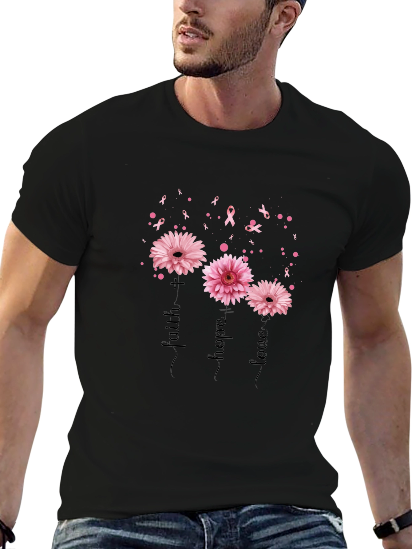 Faith Hope Love Breast Cancer Awareness T-Shirt