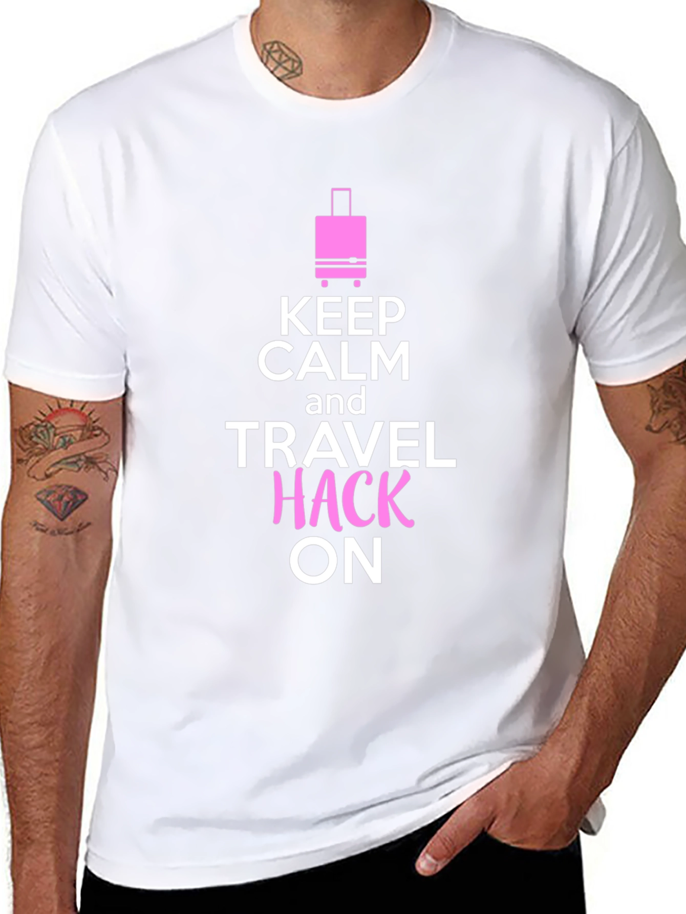 Keep Calm & Travel Hack On Black T-Shirt