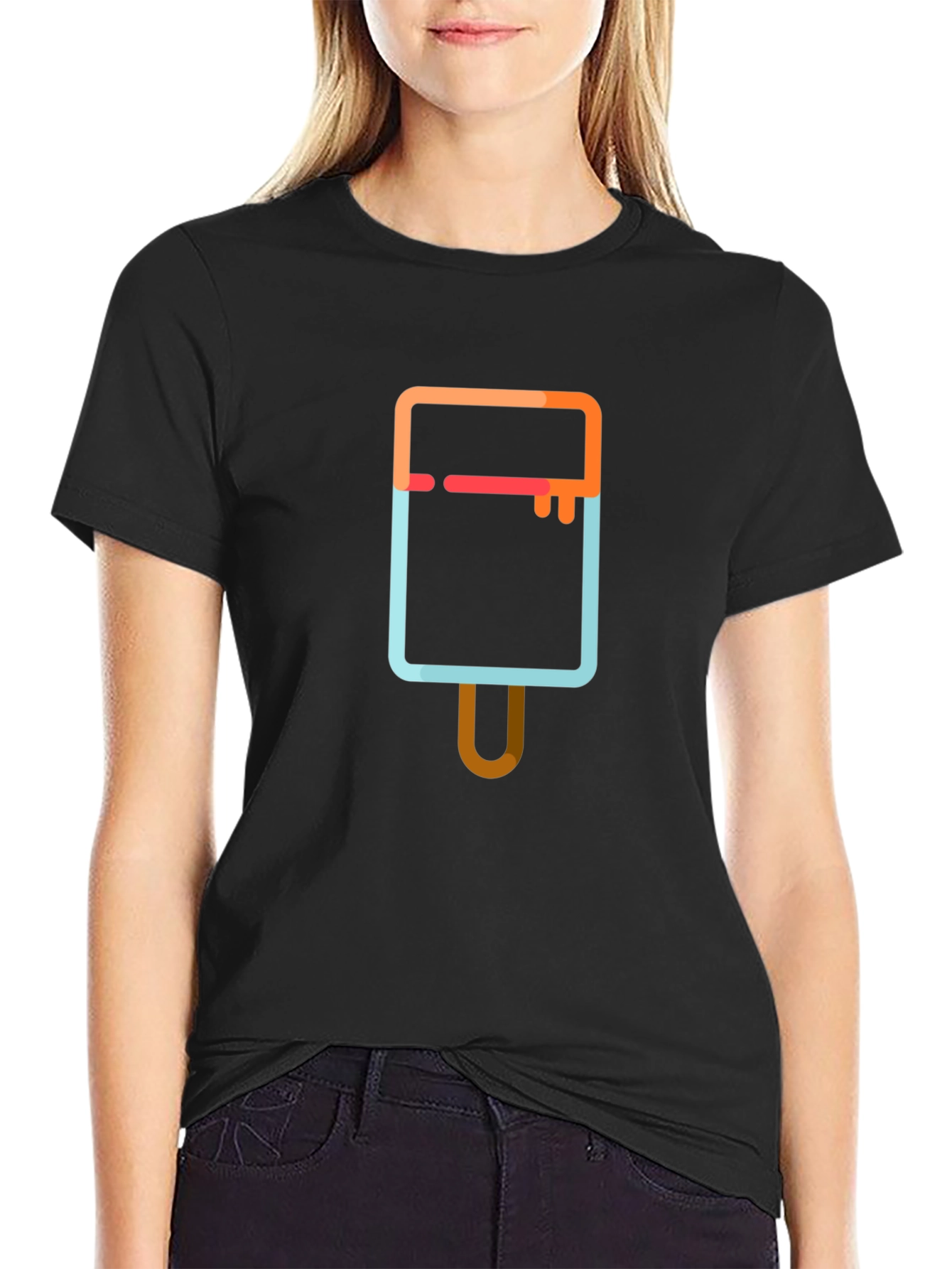 Cool Popsicle Graphic Tee - Black Cotton T-Shirt