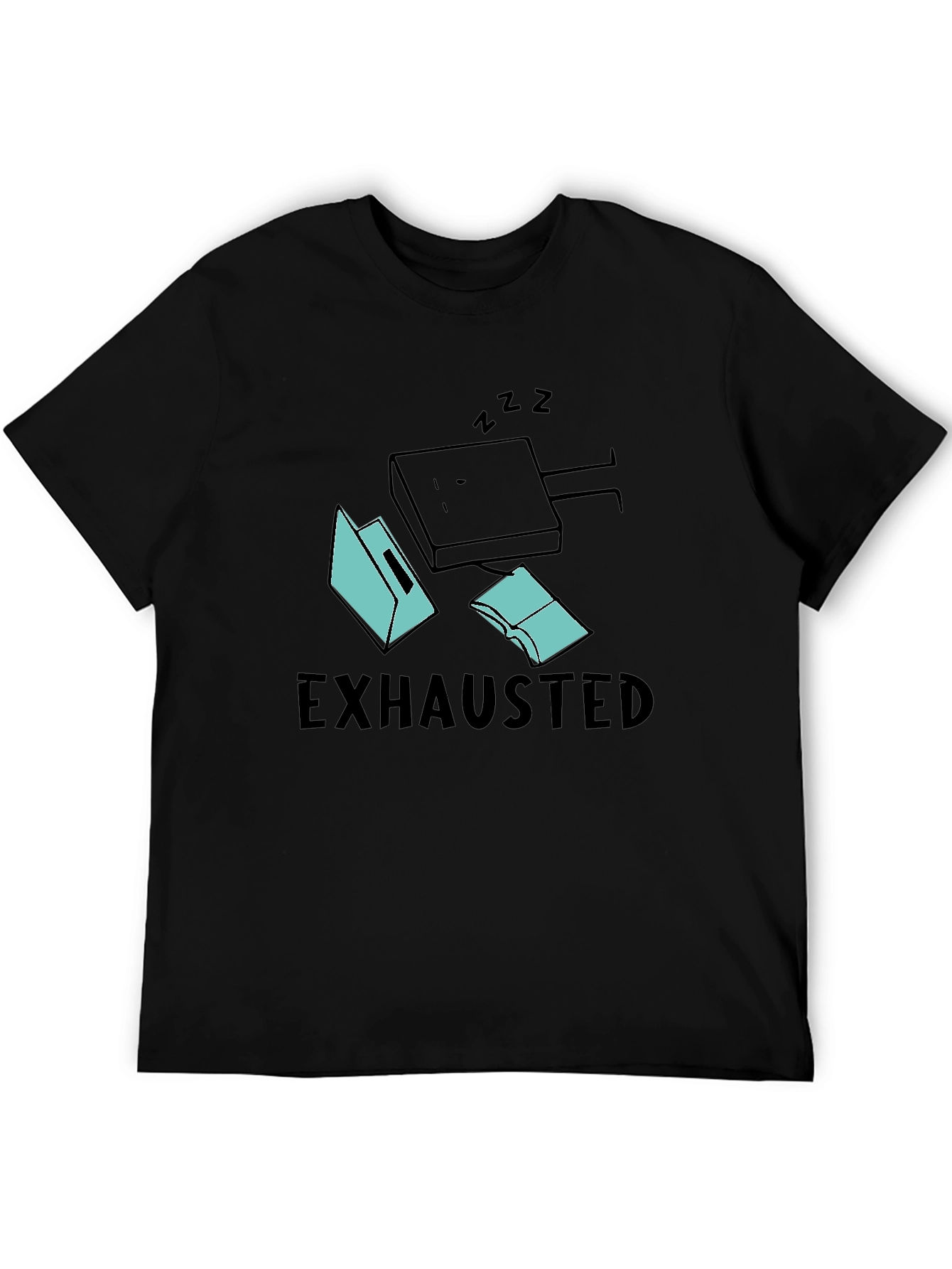 Exhausted Bookworm Black T-Shirt