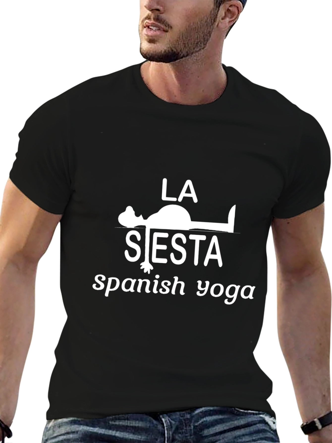 La Siesta Spanish Yoga Graphic T-Shirt - Black