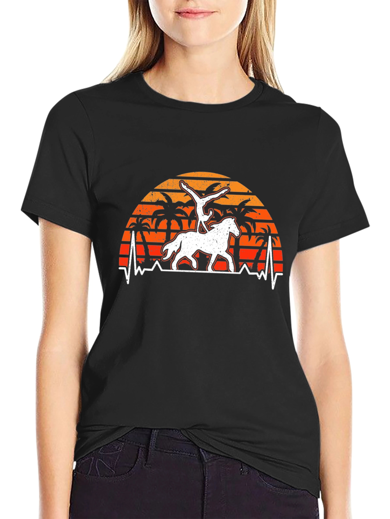 Horseback Riding Sunset Graphic Tee