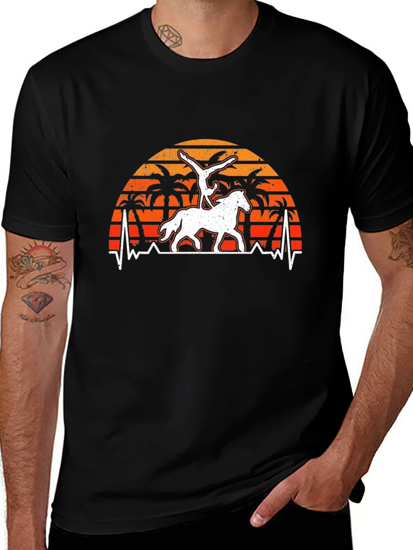 Horseback Riding Sunset Graphic Tee