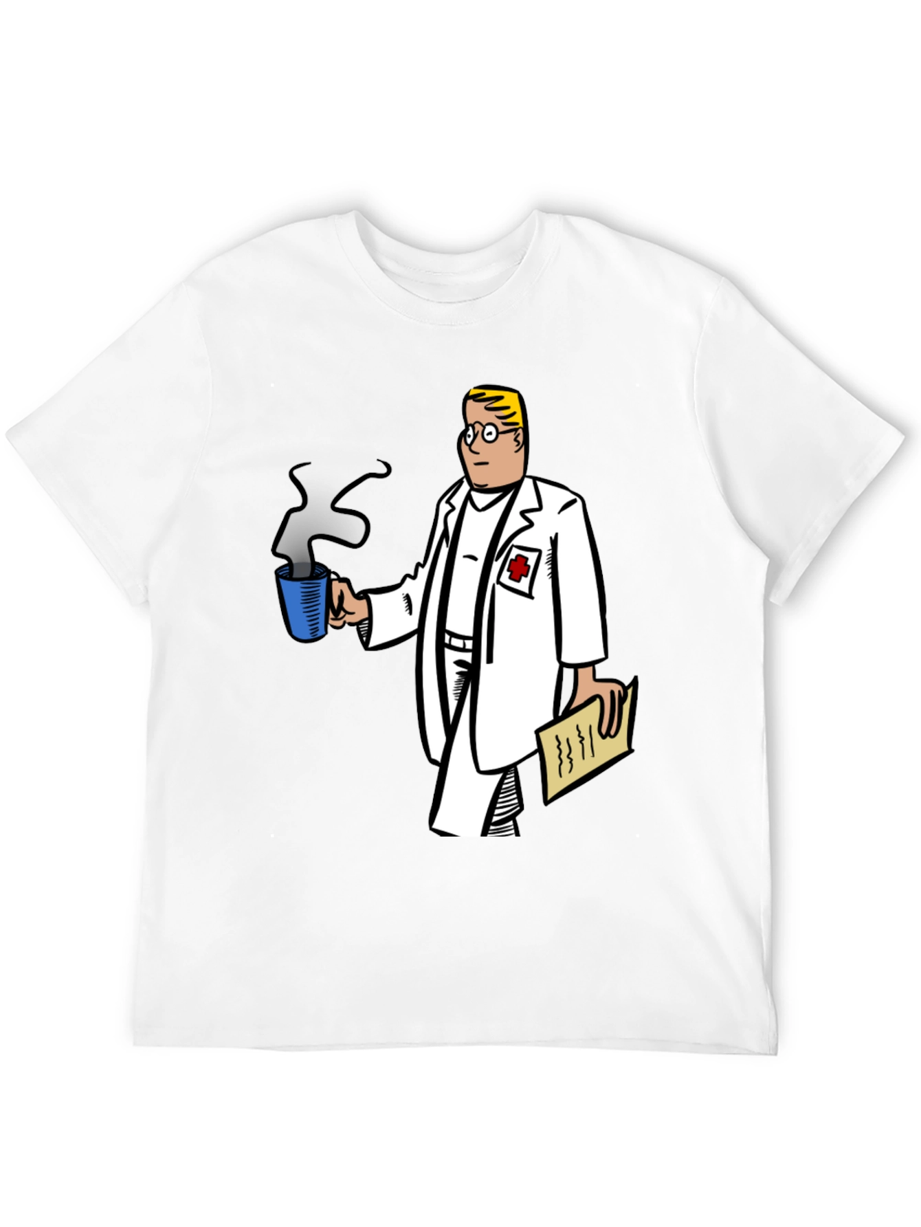 Doctor Cartoon Graphic Tee - Black Cotton Blend