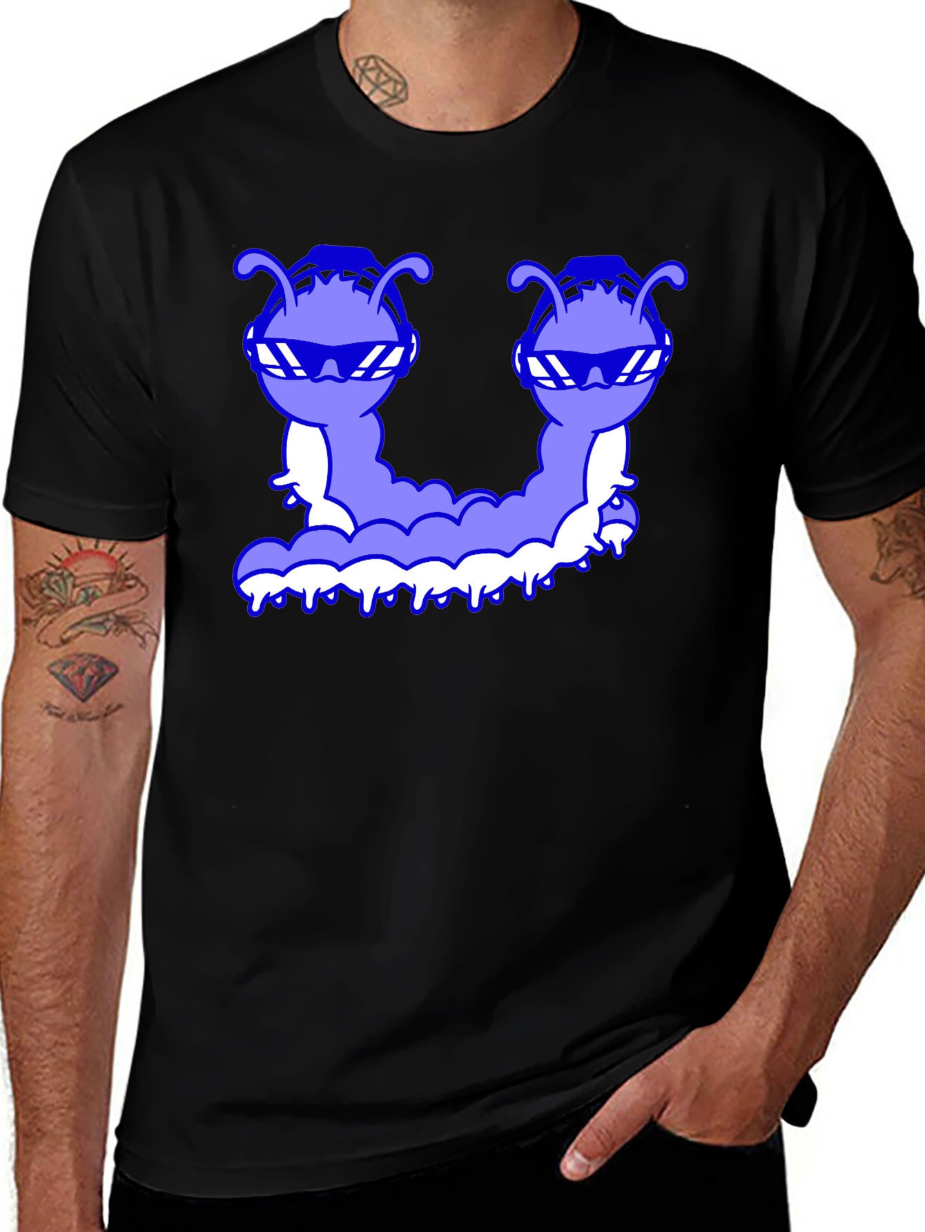 Cool Caterpillar Graphic Tee - Black