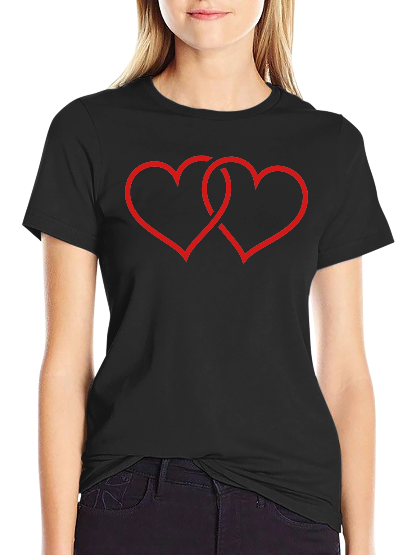 Intertwined Hearts Graphic Tee - Stylish Love Design