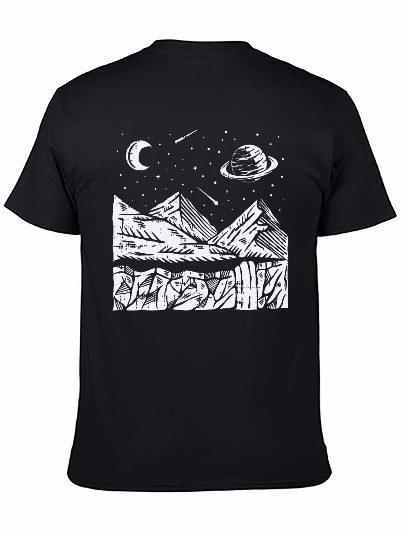 Cosmic Mountain Black Graphic Tee