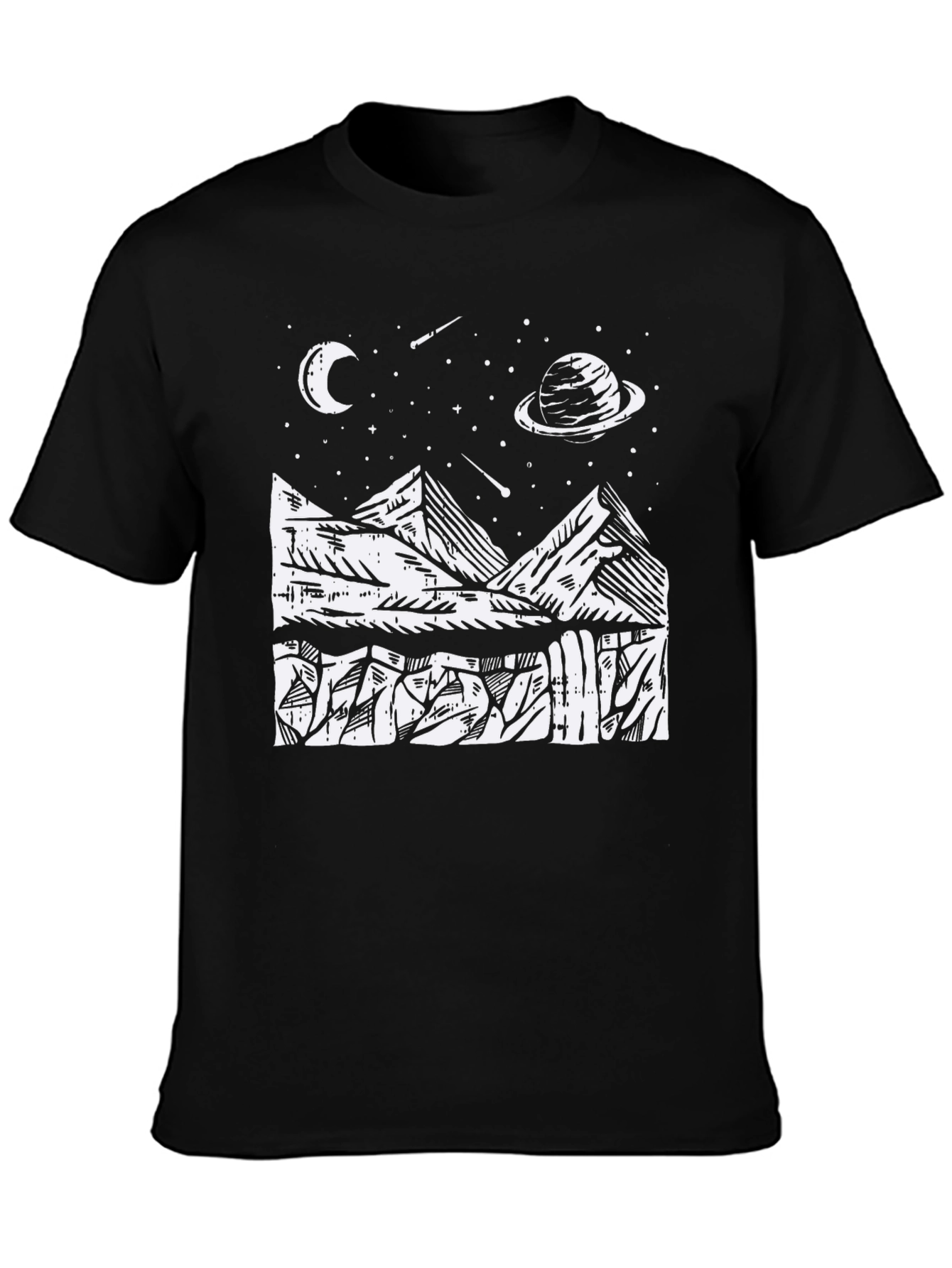 Cosmic Mountain Black Graphic Tee