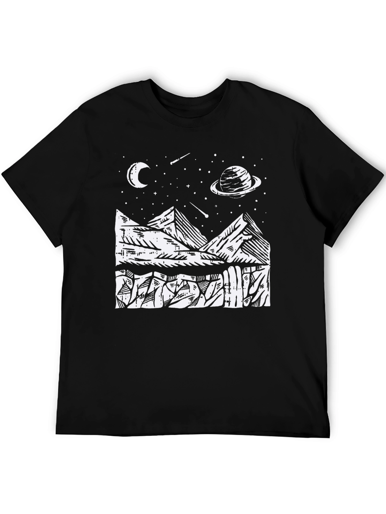 Cosmic Mountain Black Graphic Tee