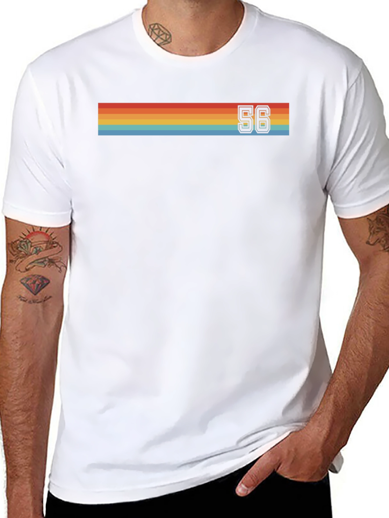 Retro Stripe Number 56 Graphic T-Shirt