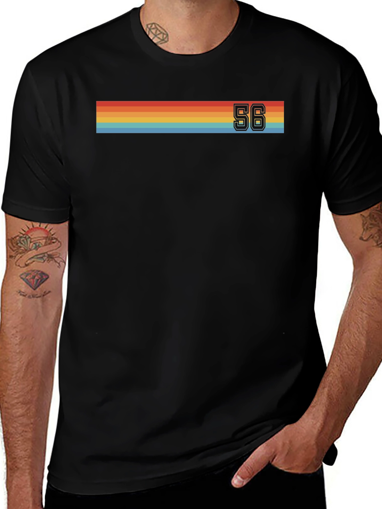 Retro Stripe Number 56 Graphic T-Shirt