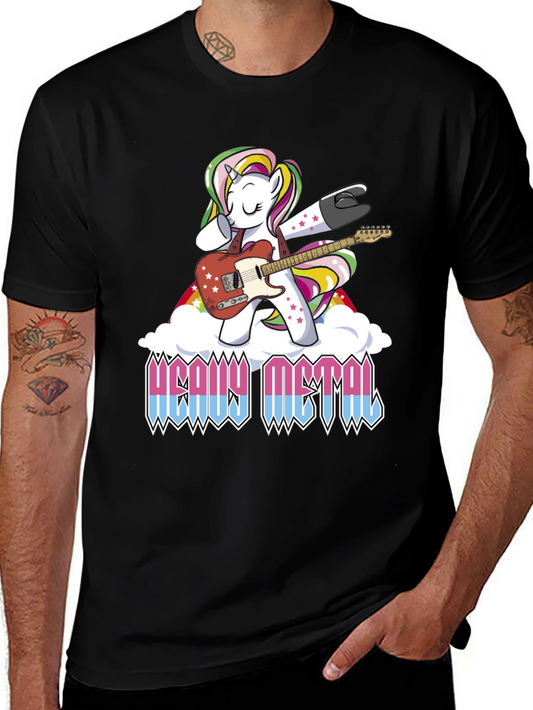 Heavy Metal Unicorn Graphic T-Shirt - Rock On!