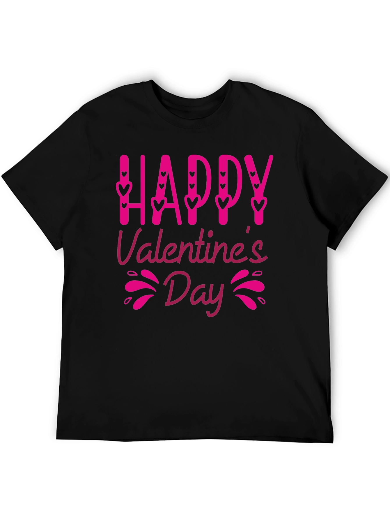 Happy Valentines Day Black Graphic Tee