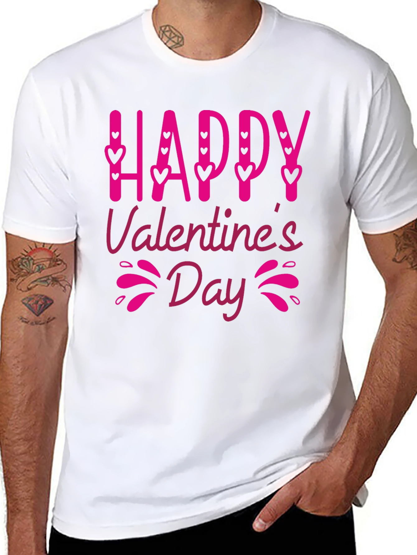 Happy Valentines Day Black Graphic Tee