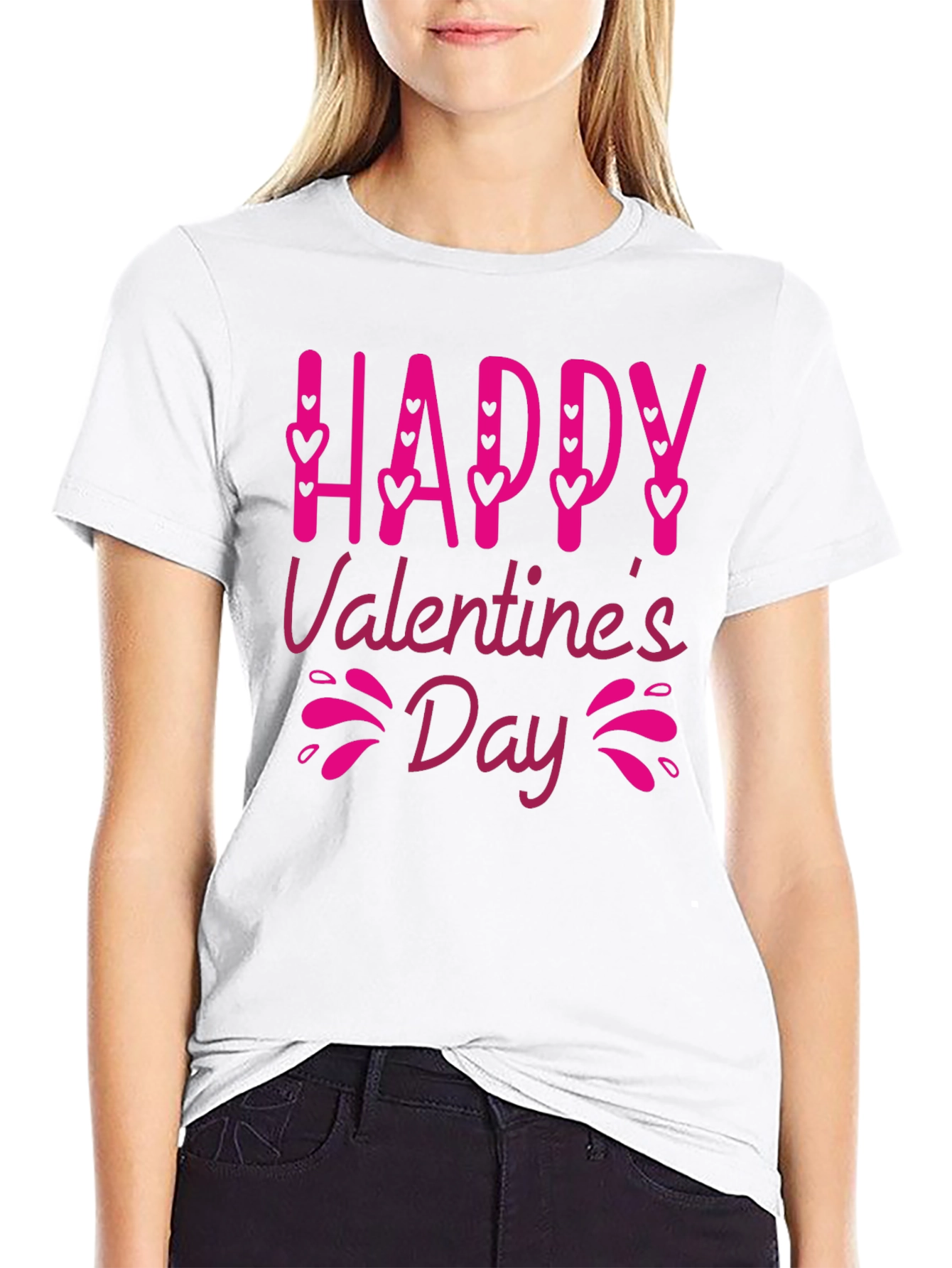 Happy Valentines Day Black Graphic Tee