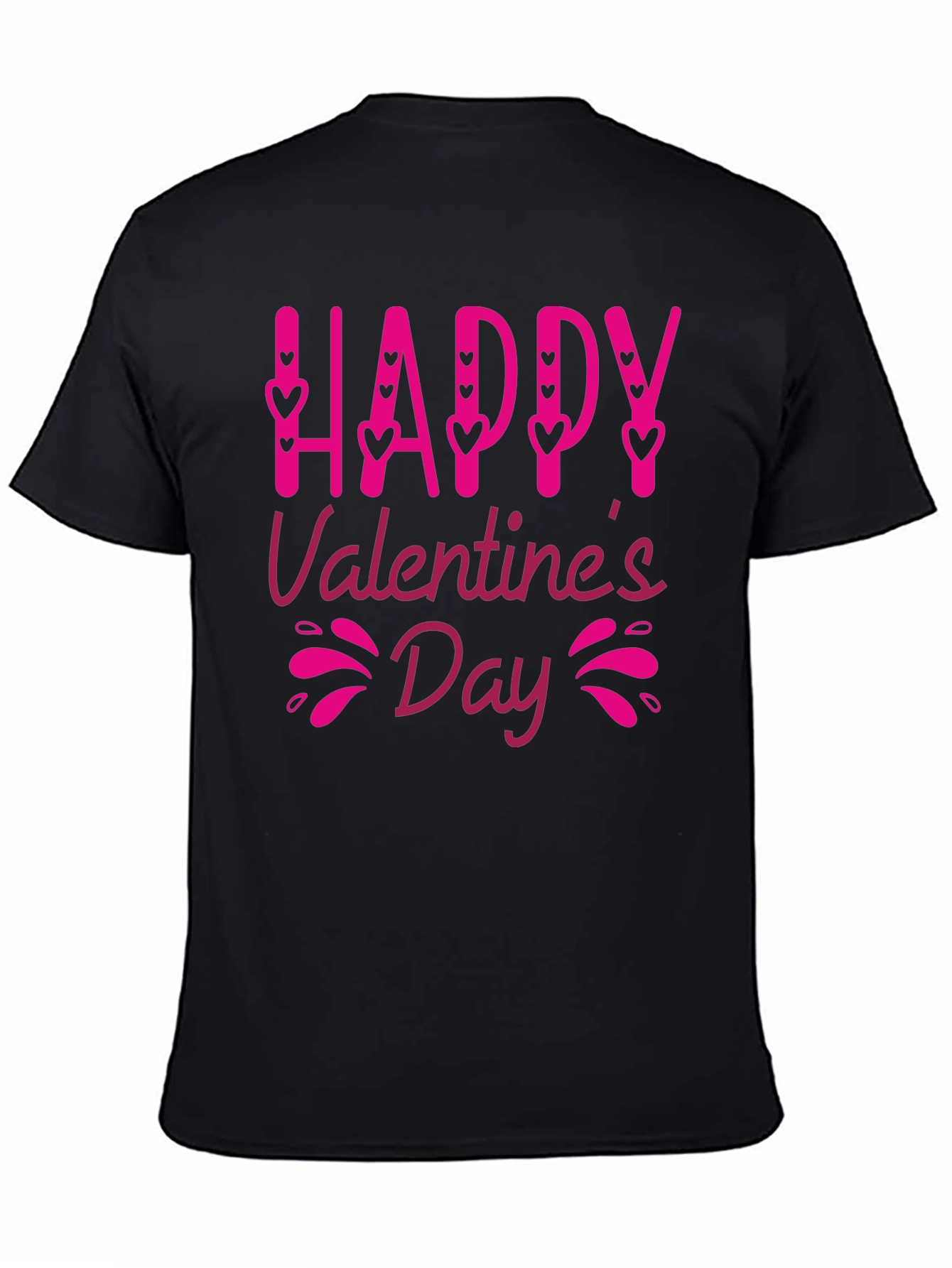 Happy Valentines Day Black Graphic Tee