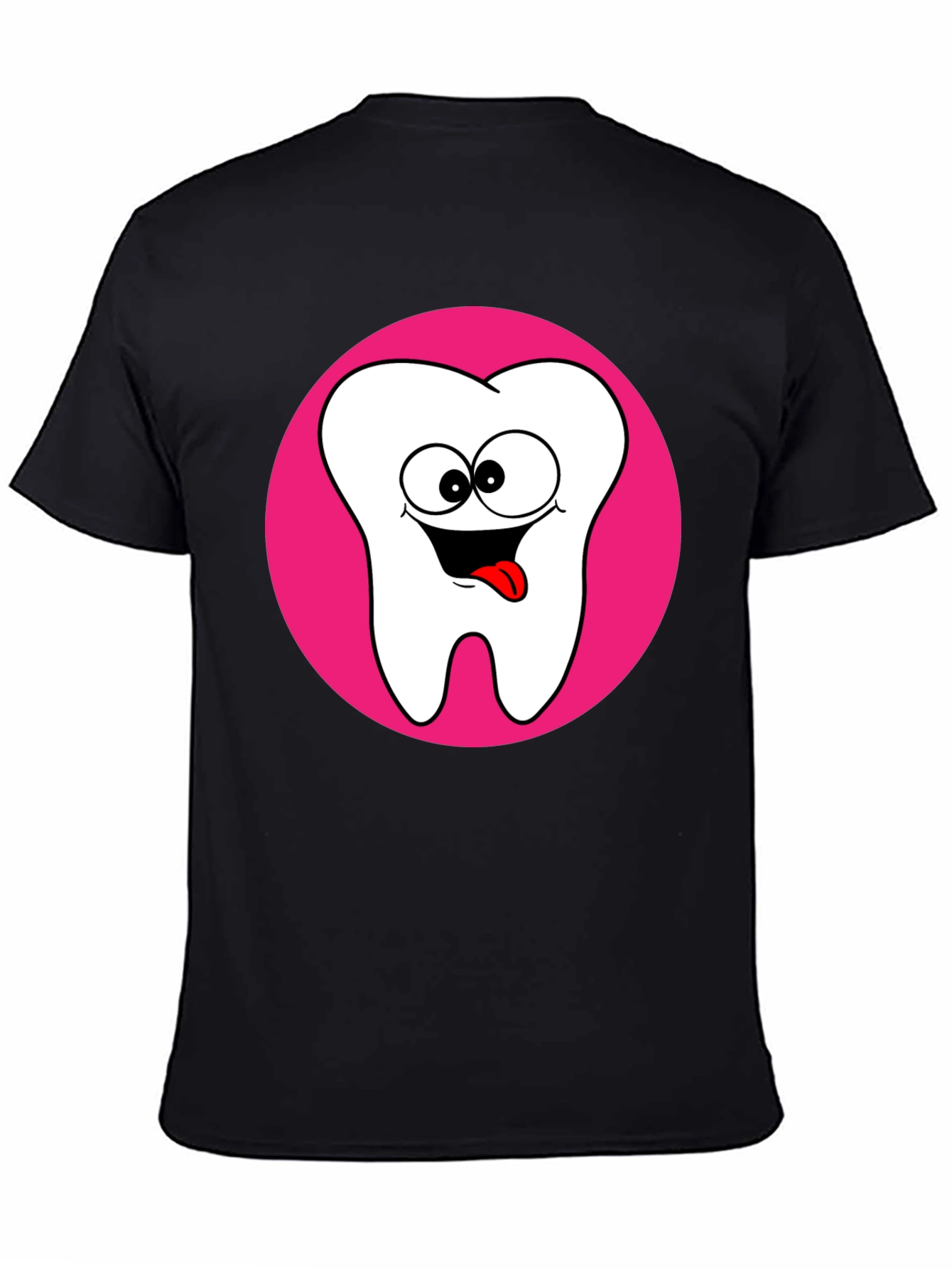 Funny Tooth Cartoon Graphic Black T-Shirt