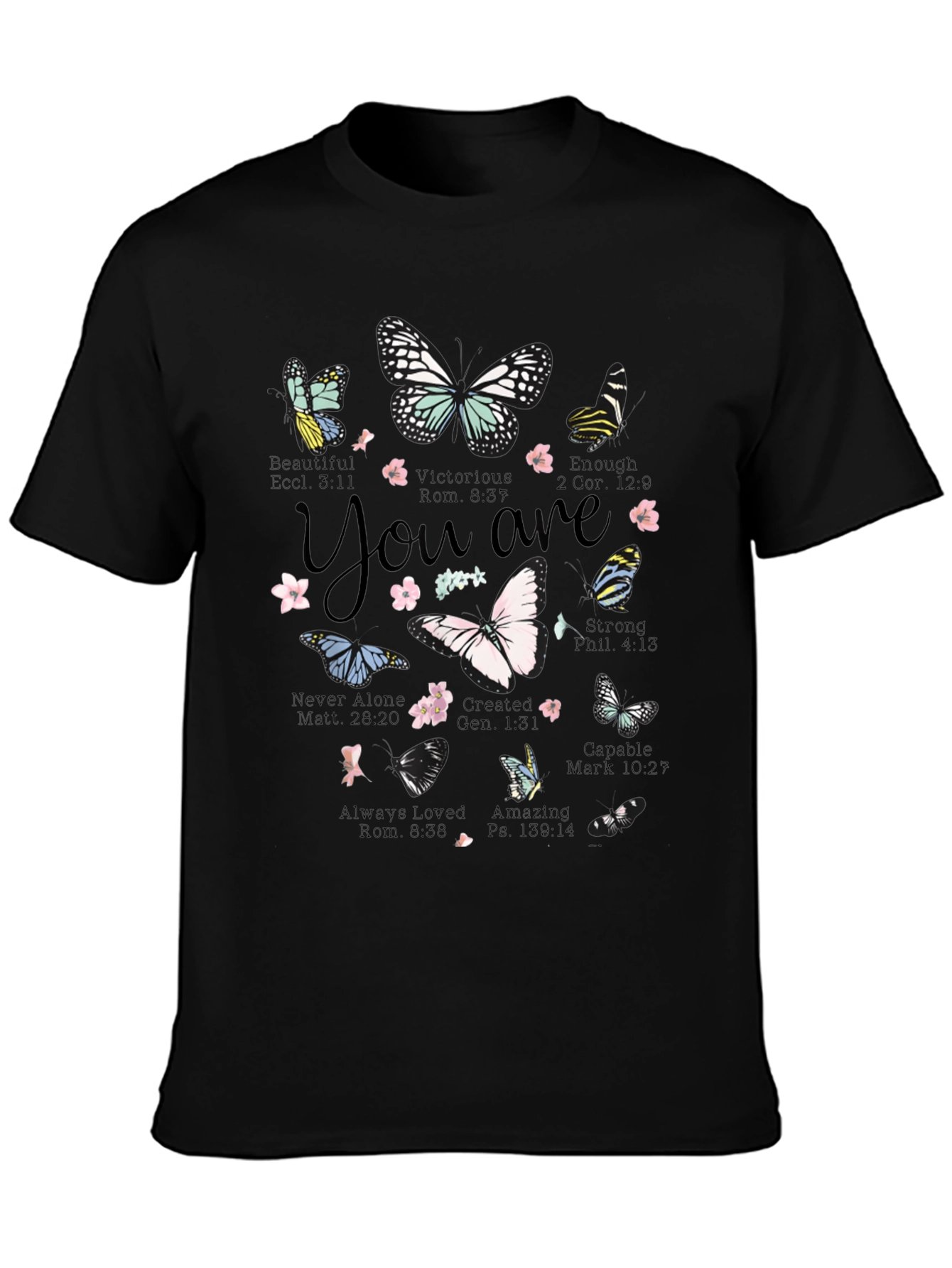 Butterfly Scripture Verse T-Shirt - Inspirational Design