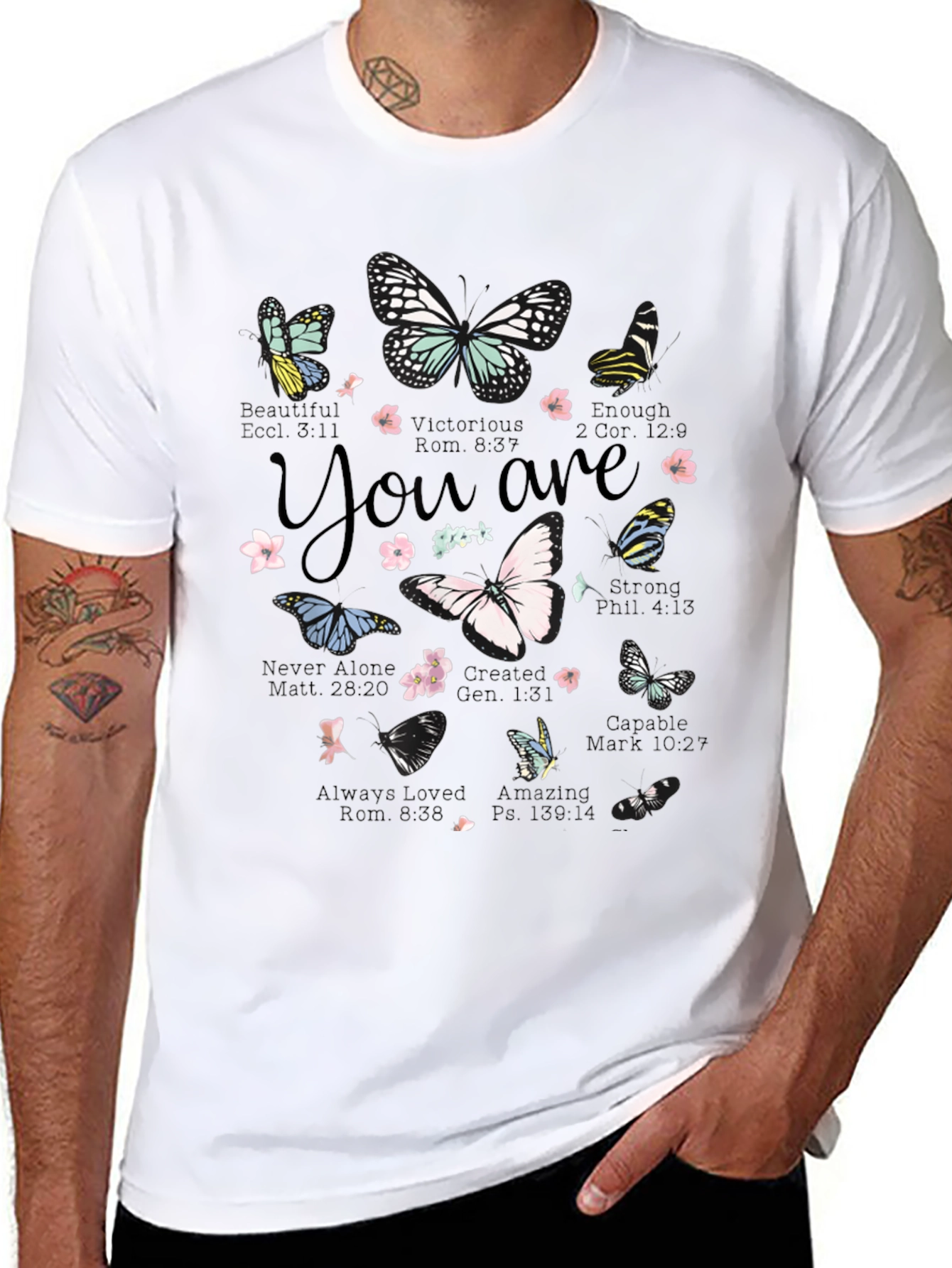 Butterfly Scripture Verse T-Shirt - Inspirational Design