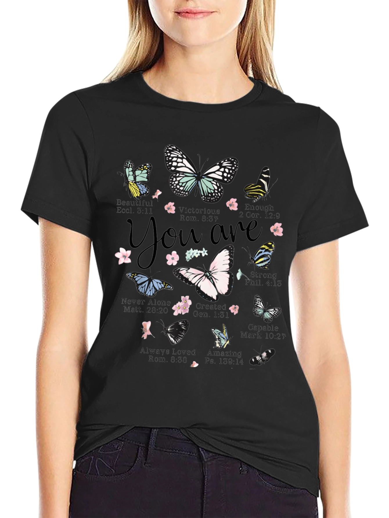 Butterfly Scripture Verse T-Shirt - Inspirational Design
