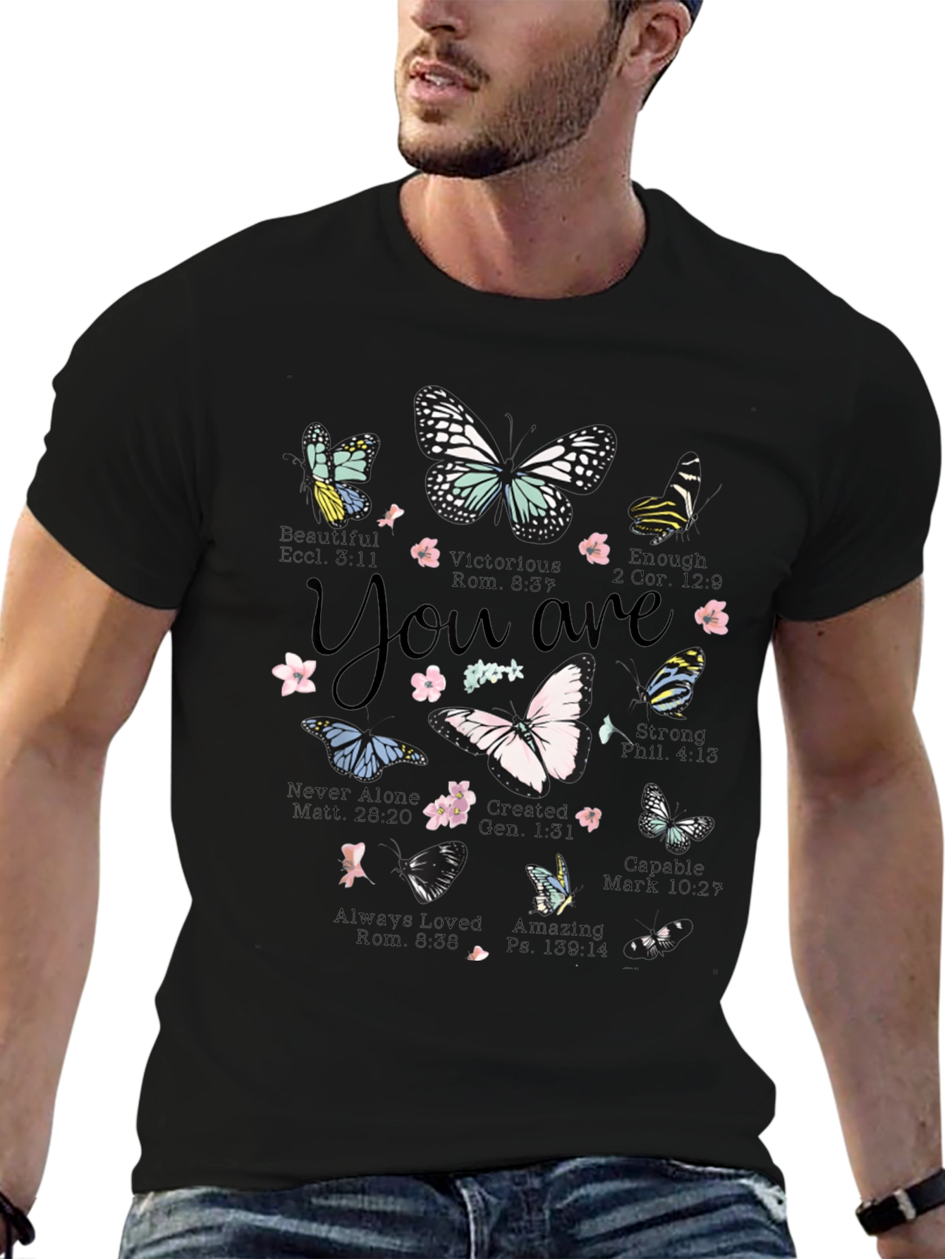 Butterfly Scripture Verse T-Shirt - Inspirational Design