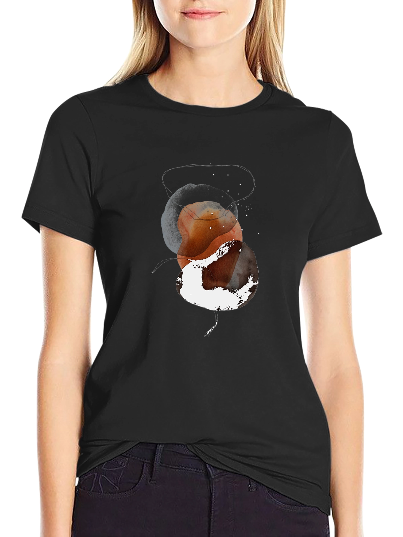 Abstract Earthy Tone Graphic Tee - Modern Art T-Shirt