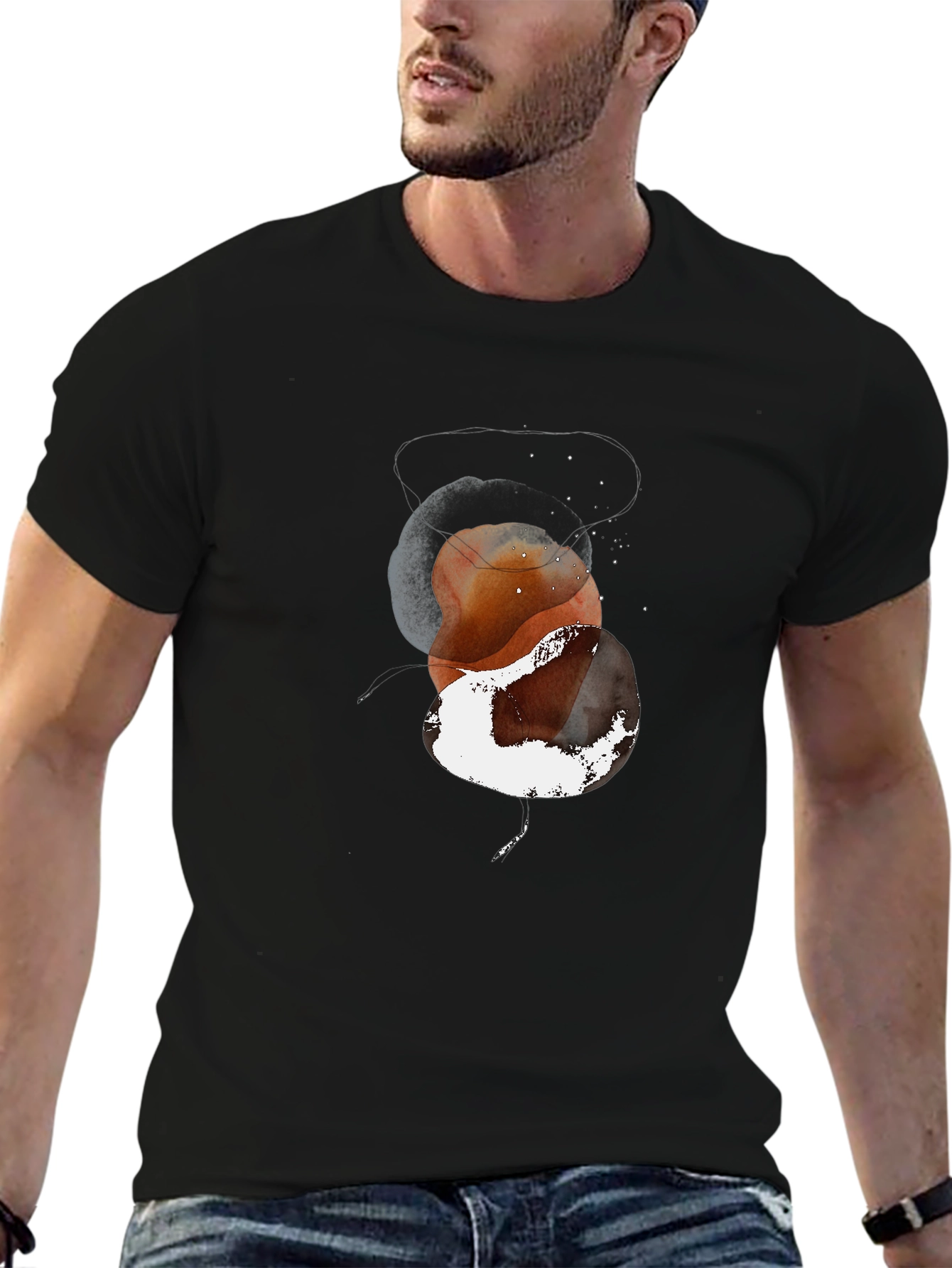 Abstract Earthy Tone Graphic Tee - Modern Art T-Shirt