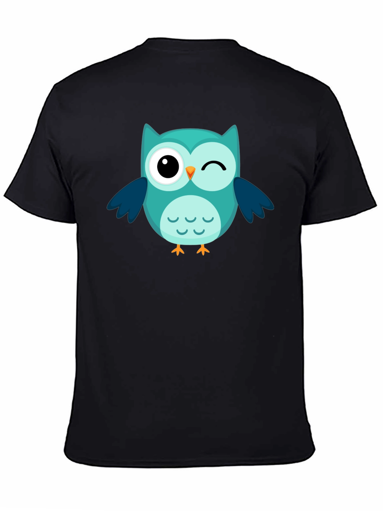Winking Owl Graphic Tee - Black Cotton Comfort