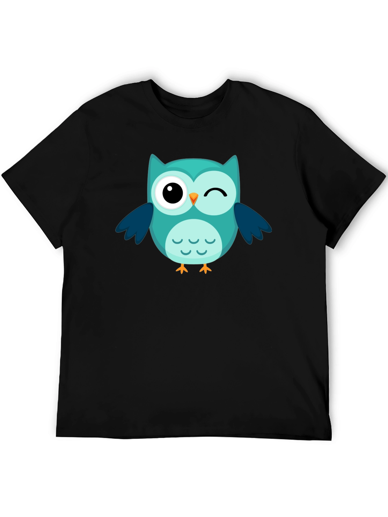 Winking Owl Graphic Tee - Black Cotton Comfort