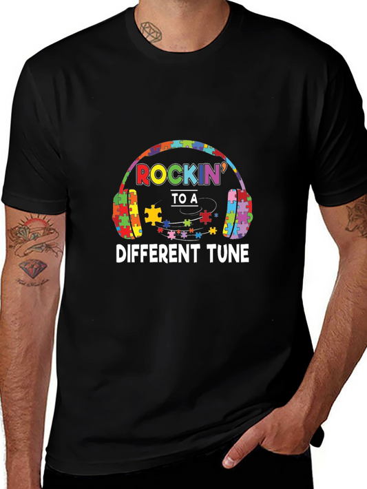 Autism Awareness Puzzle Headphones T-Shirt